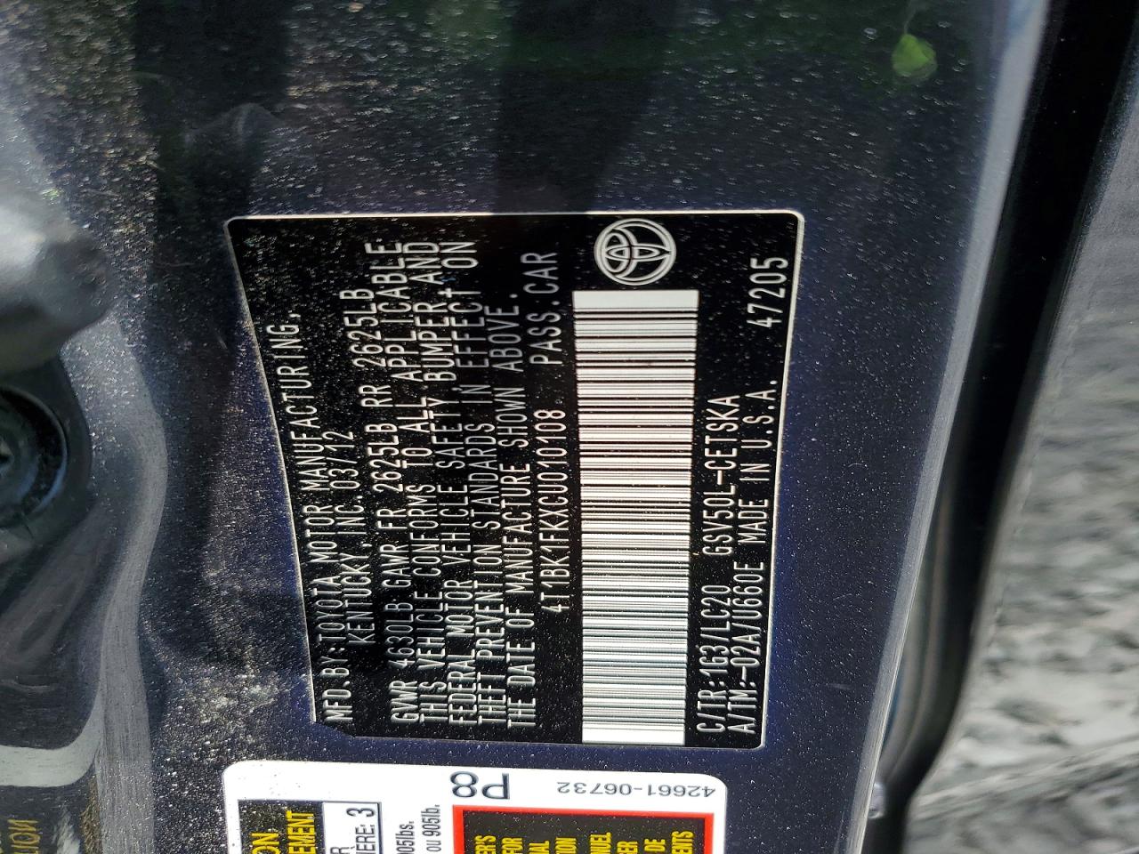 2012 Toyota Camry Se V6 Charcoal vin: 4T1BK1FKXCU010108