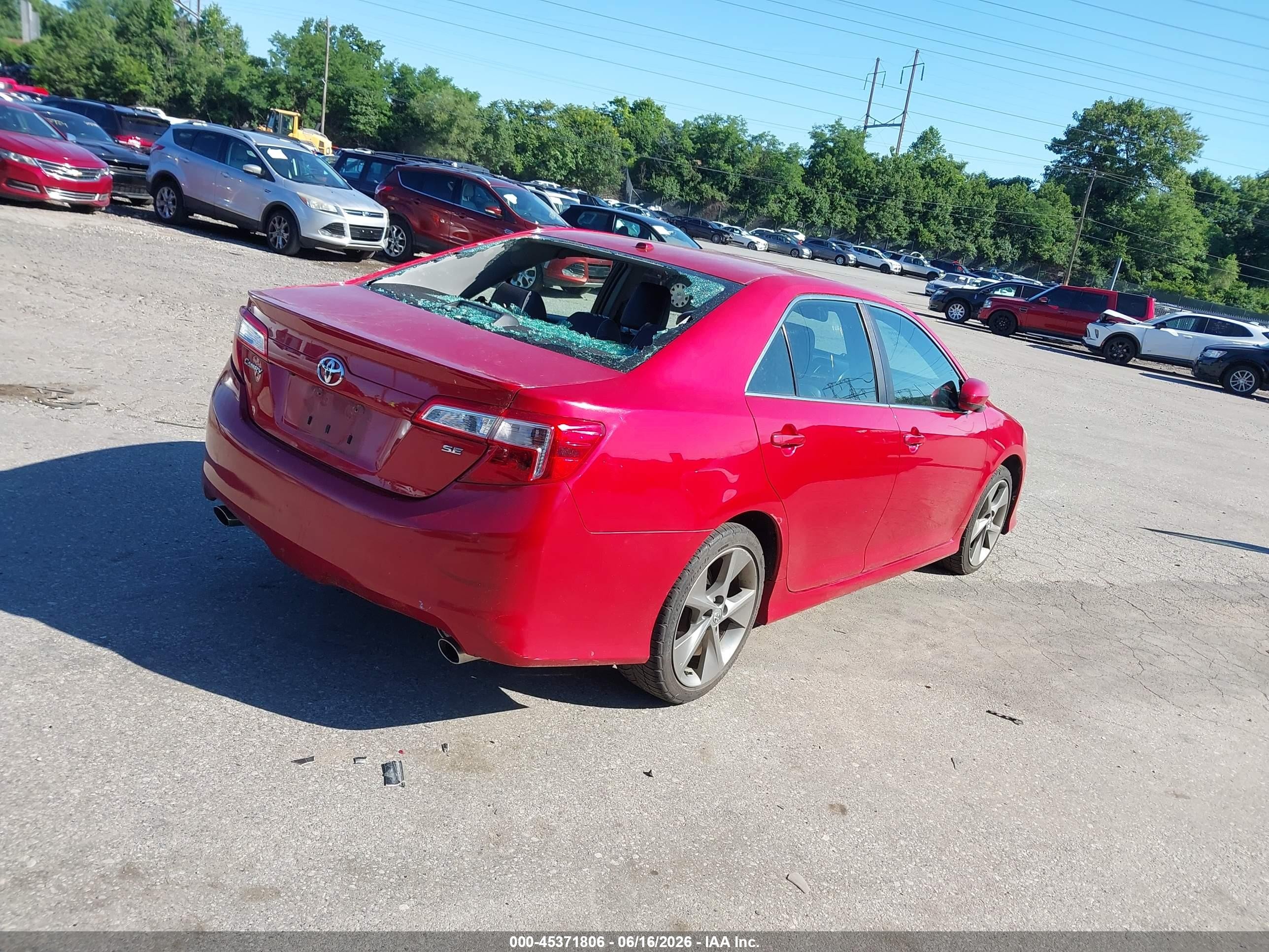 2012 Toyota Camry Se V6 Red vin: 4T1BK1FKXCU503464