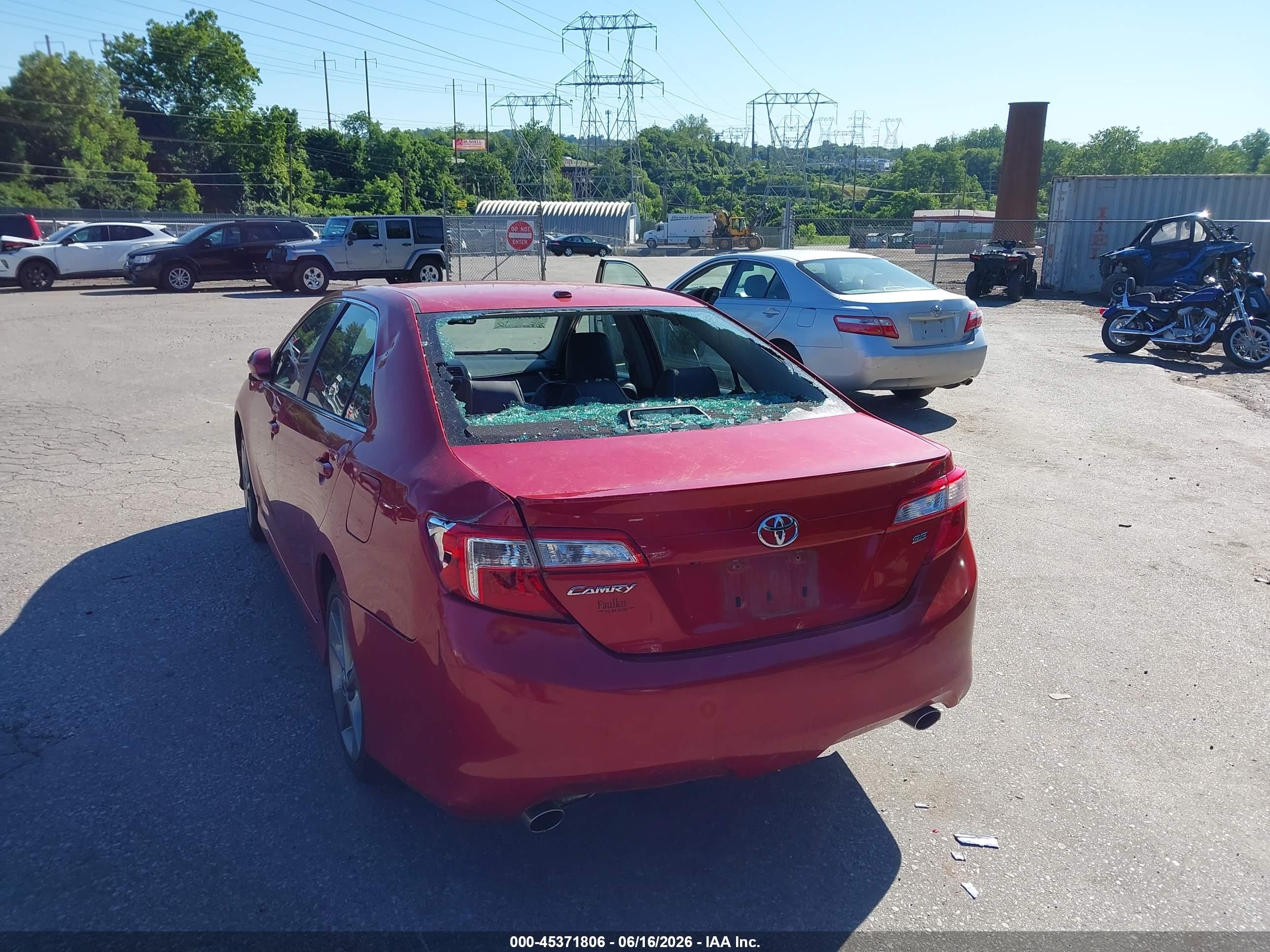 2012 Toyota Camry Se V6 Red vin: 4T1BK1FKXCU503464
