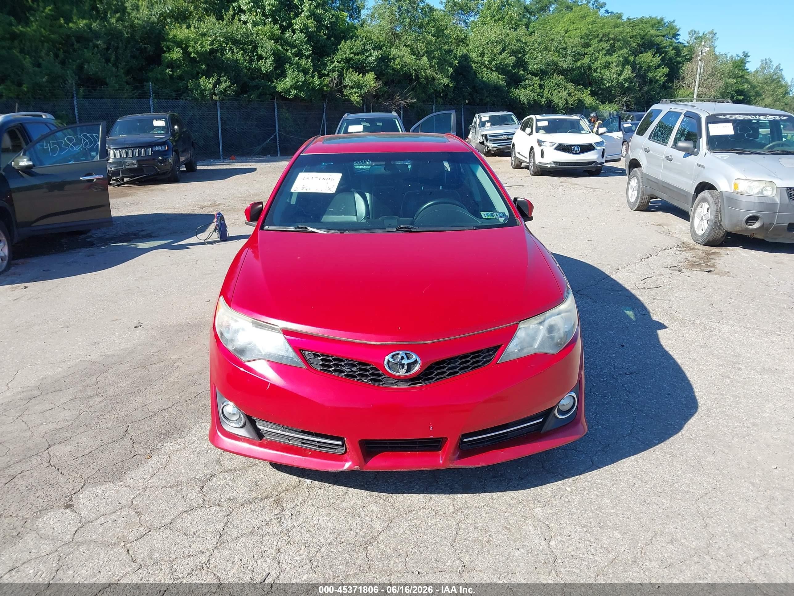 2012 Toyota Camry Se V6 Red vin: 4T1BK1FKXCU503464