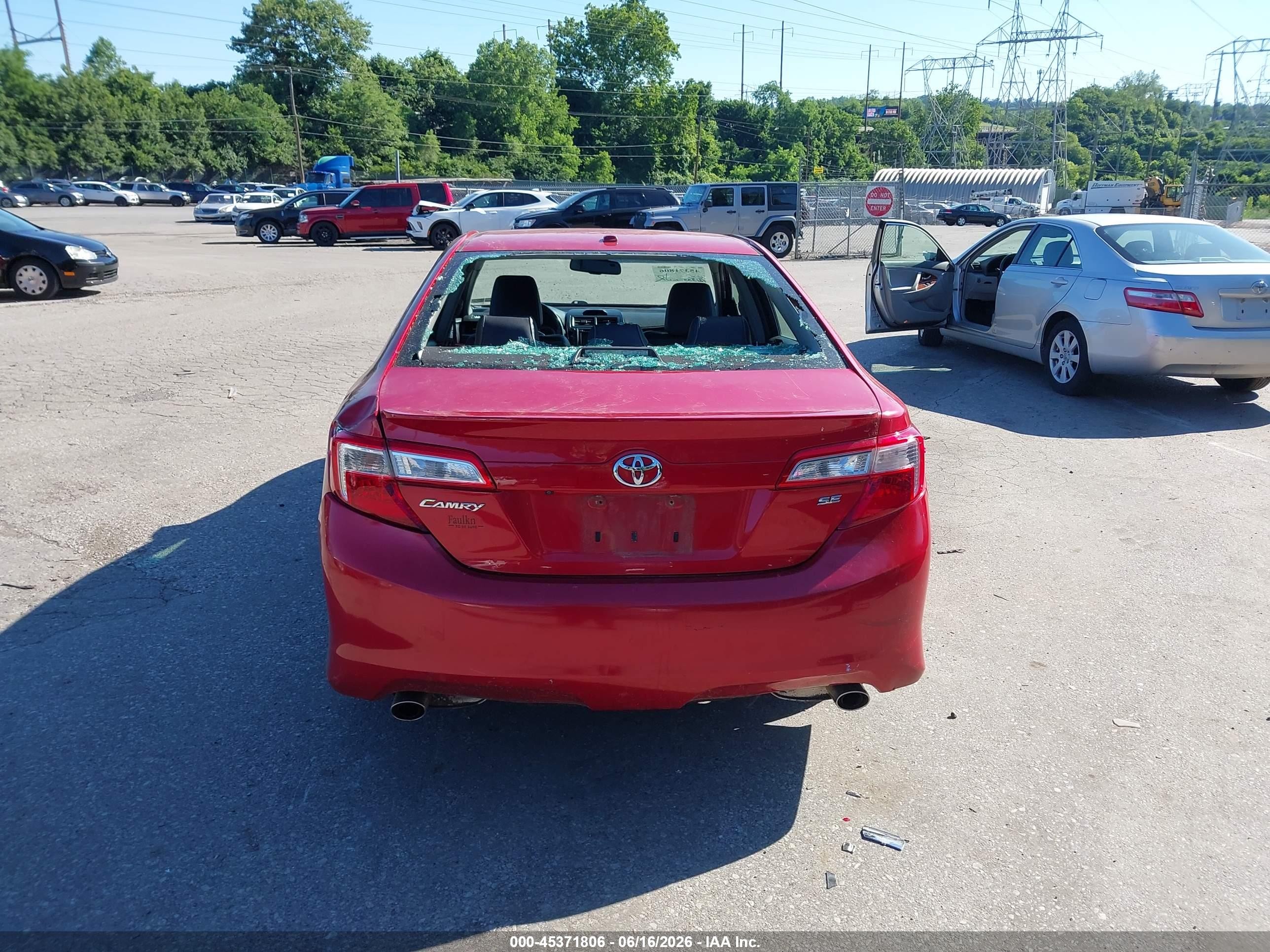 2012 Toyota Camry Se V6 Red vin: 4T1BK1FKXCU503464