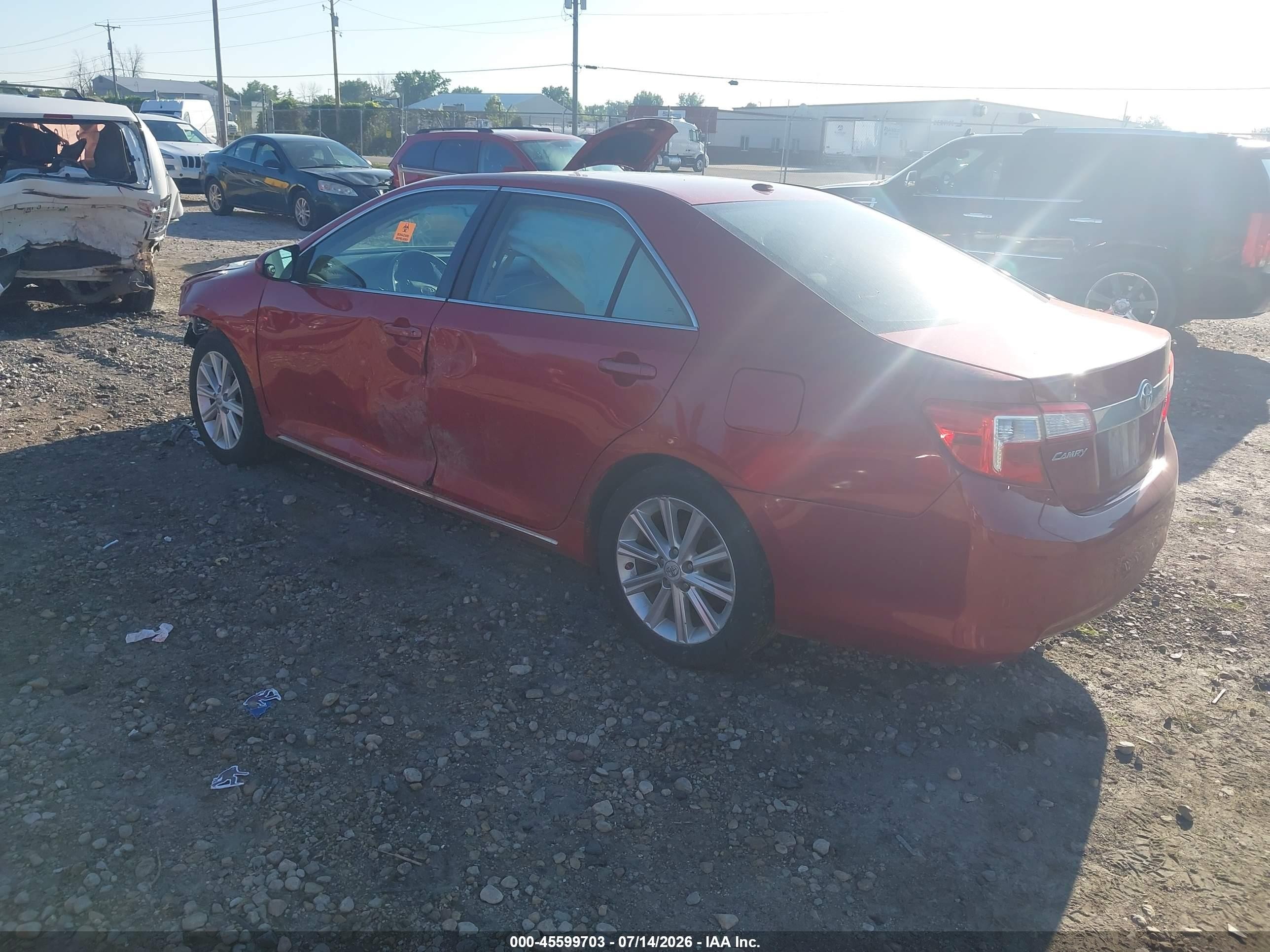 2012 Toyota Camry Xle V6 Red vin: 4T1BK1FKXCU508793