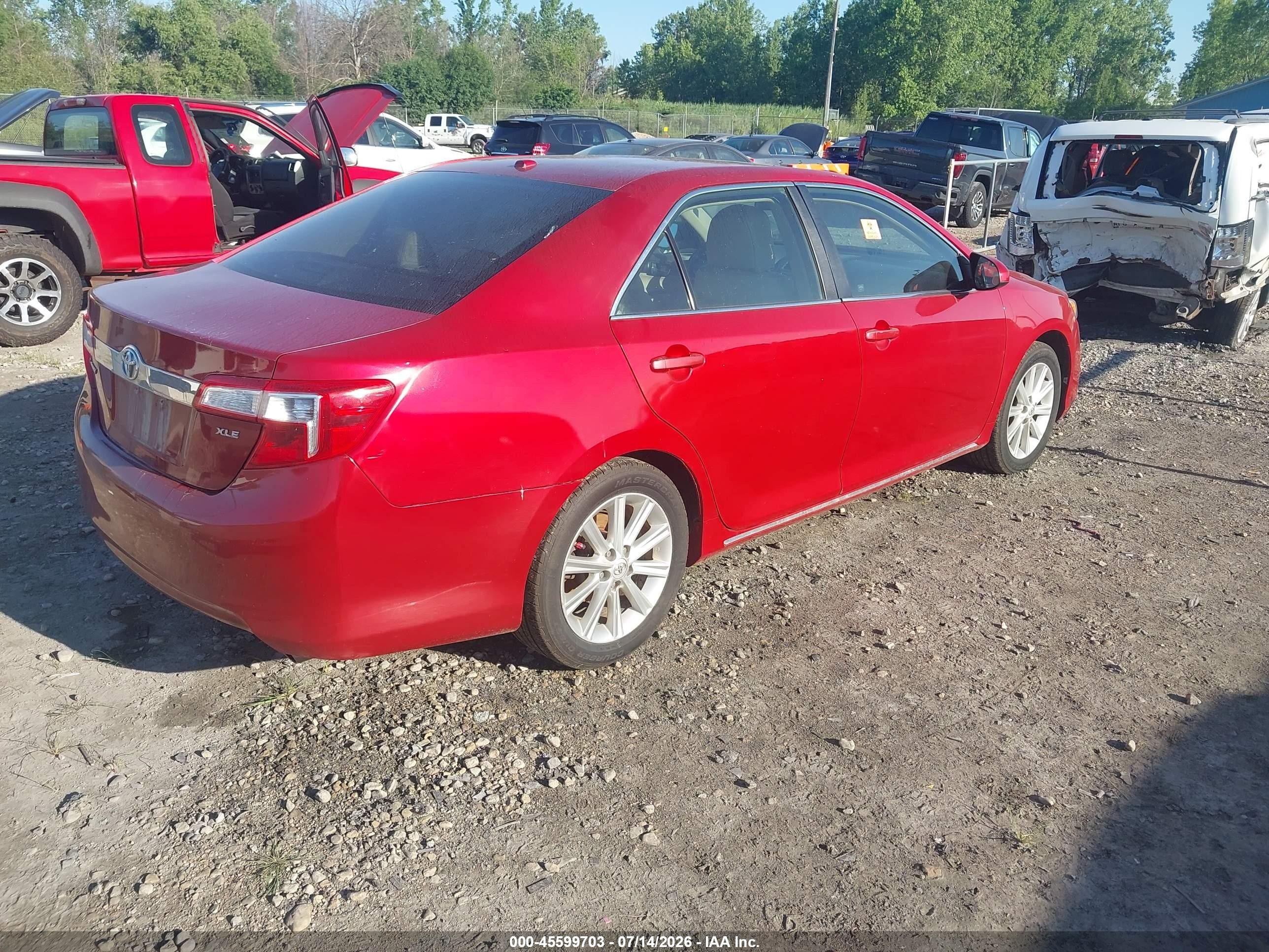 2012 Toyota Camry Xle V6 Red vin: 4T1BK1FKXCU508793