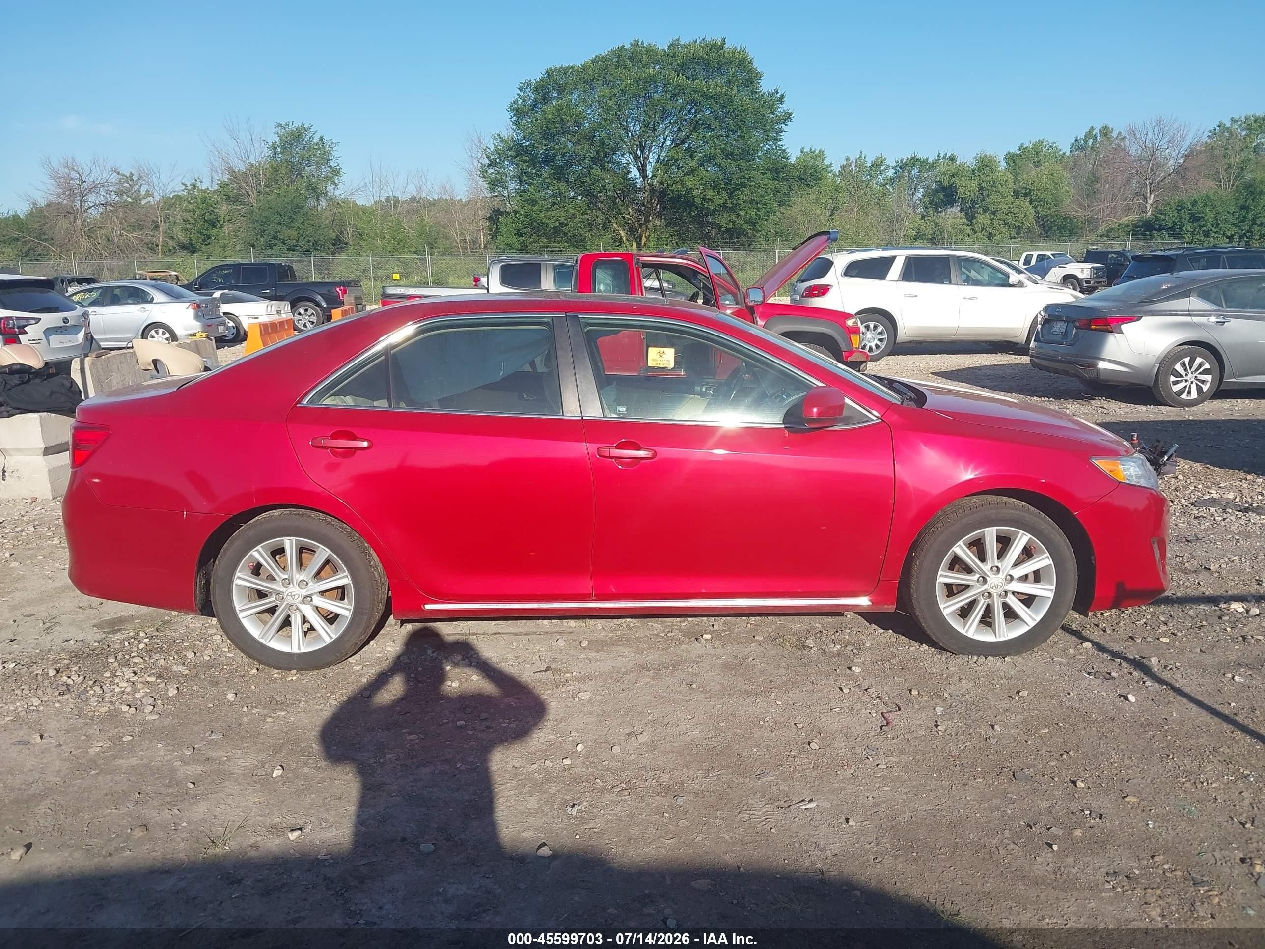 2012 Toyota Camry Xle V6 Red vin: 4T1BK1FKXCU508793