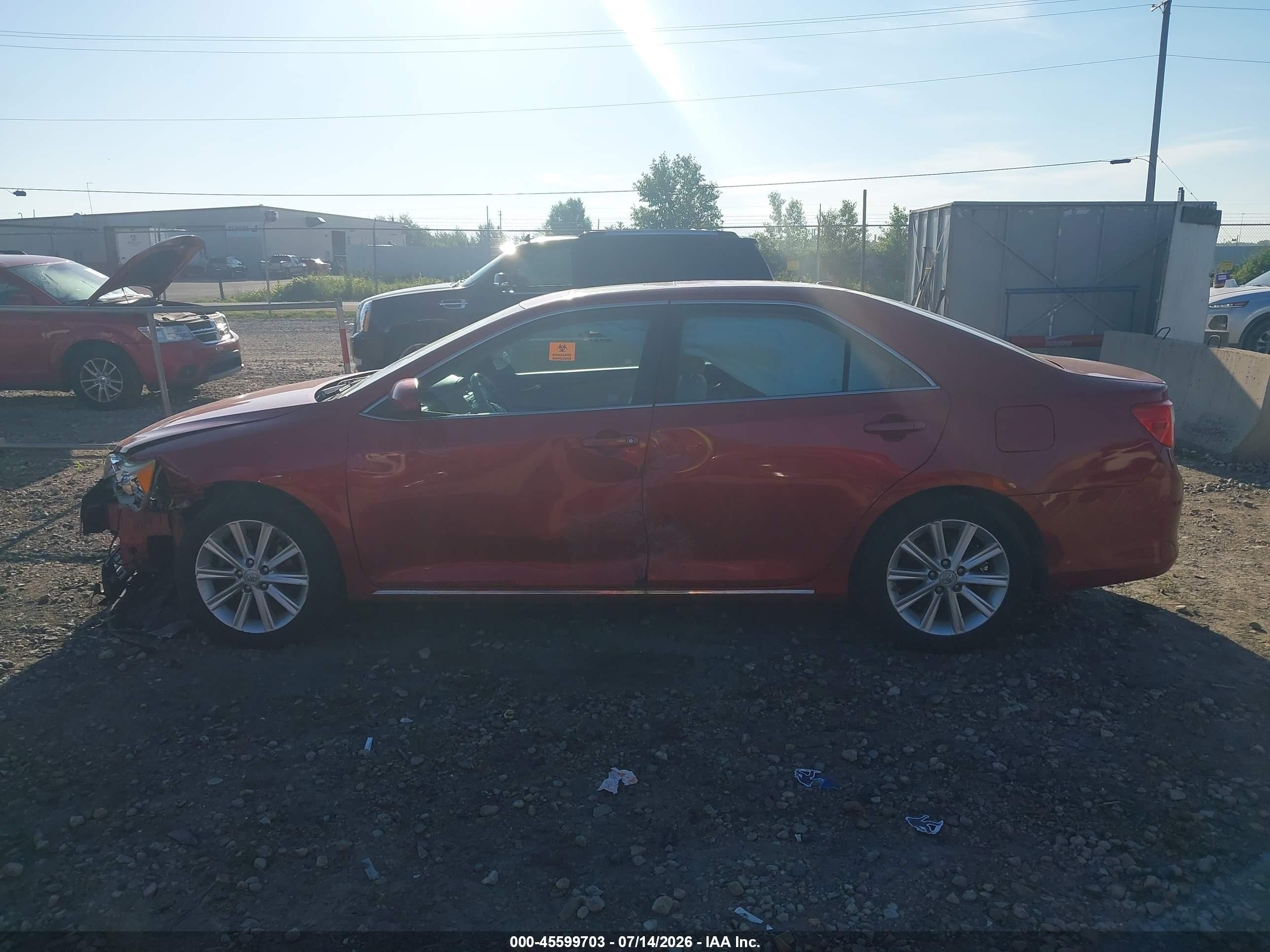 2012 Toyota Camry Xle V6 Red vin: 4T1BK1FKXCU508793