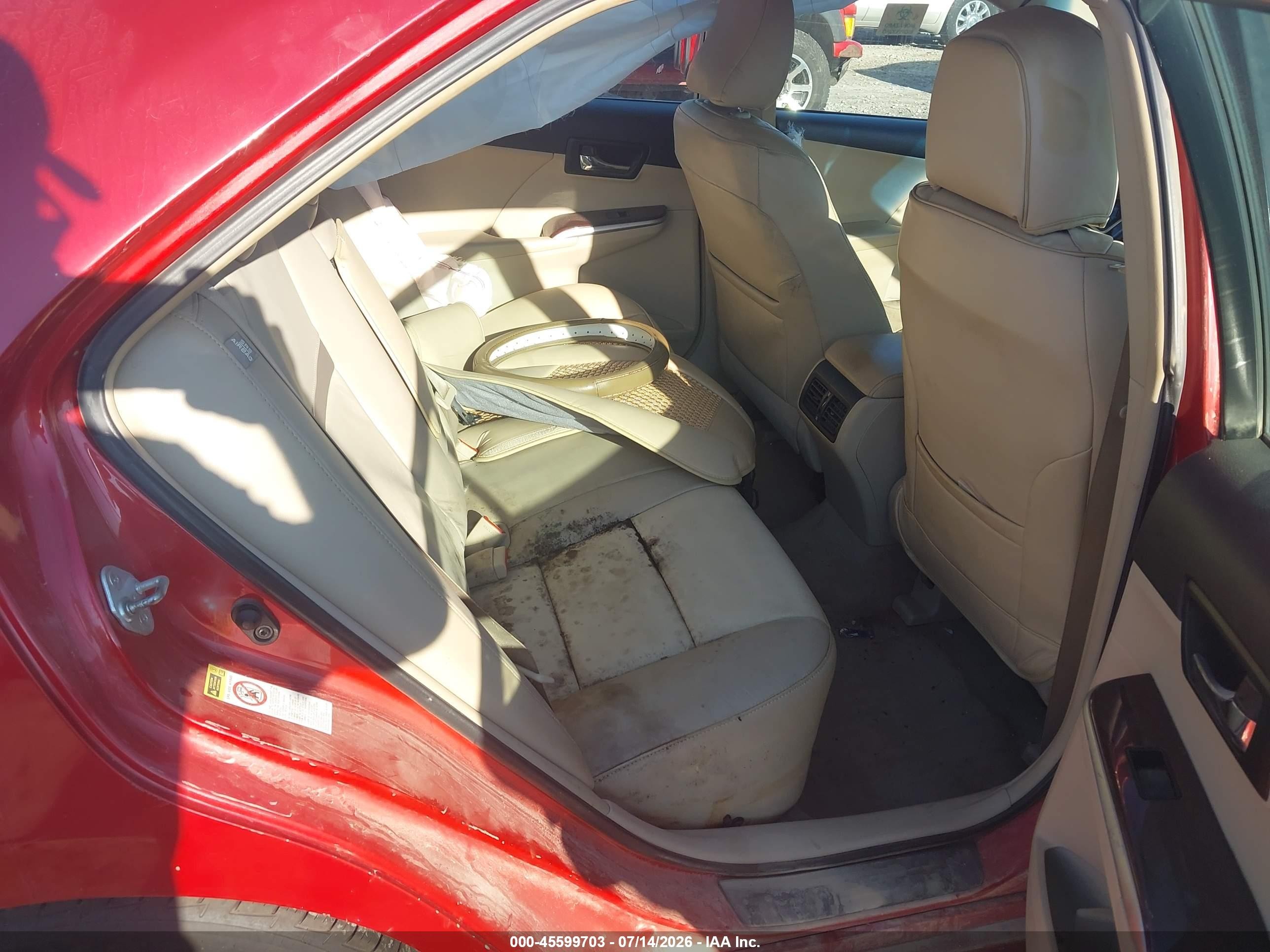2012 Toyota Camry Xle V6 Red vin: 4T1BK1FKXCU508793