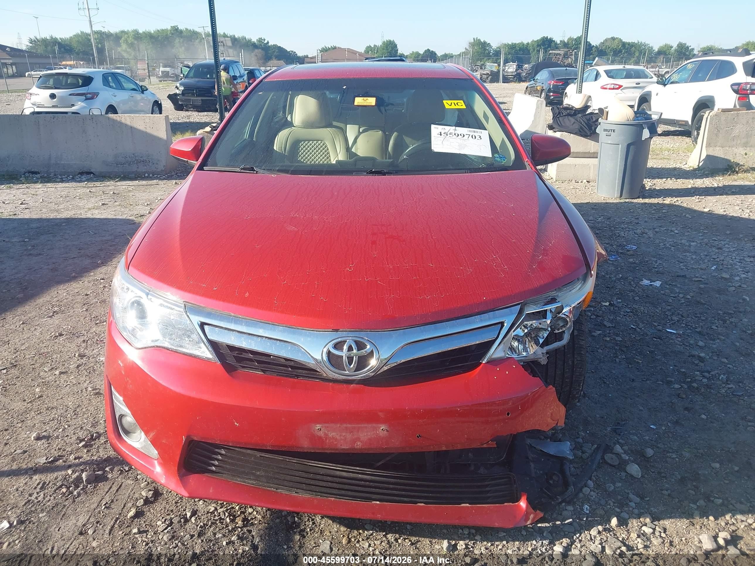 2012 Toyota Camry Xle V6 Red vin: 4T1BK1FKXCU508793