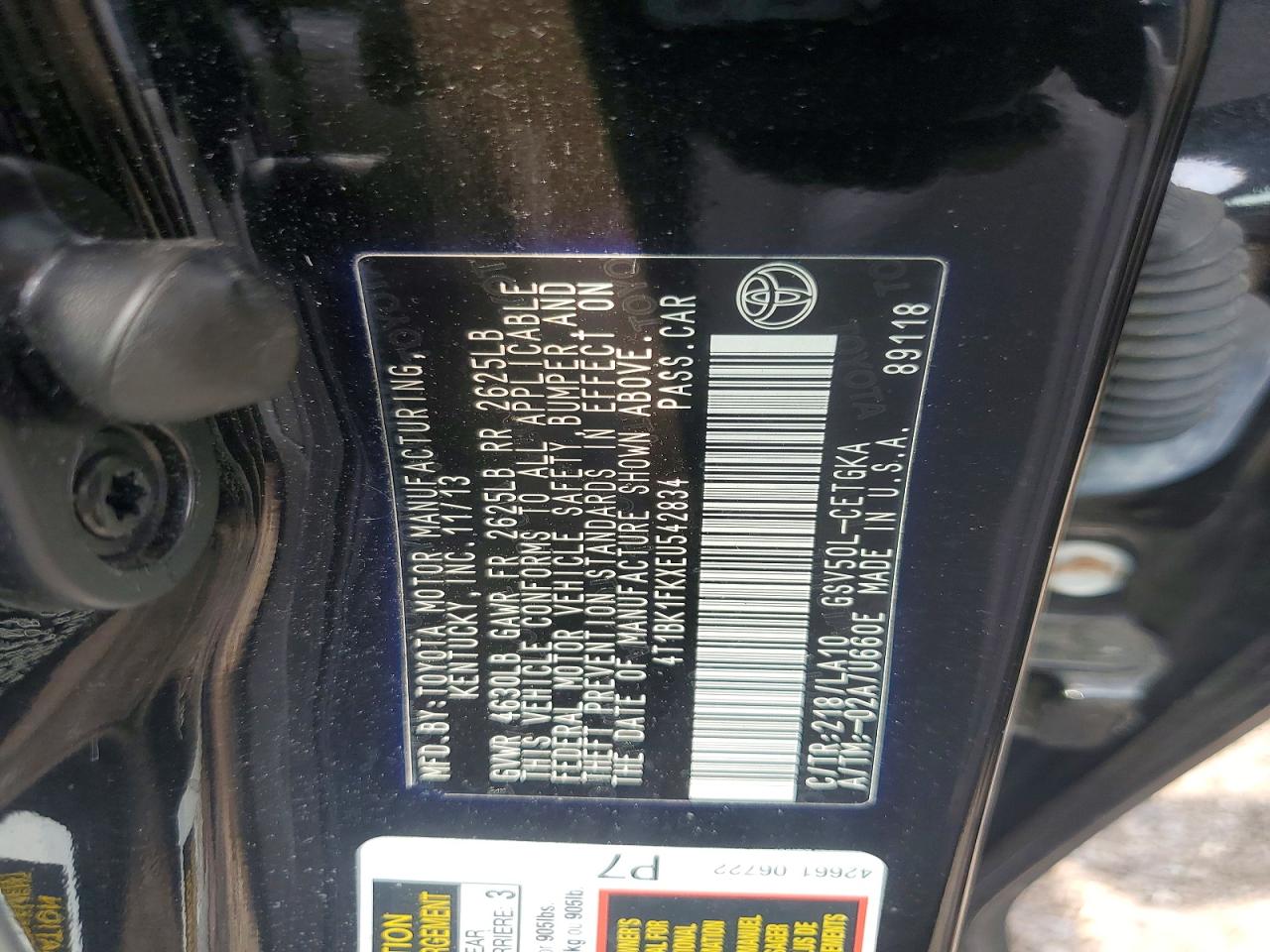2014 Toyota Camry Xle V6 Black vin: 4T1BK1FKXEU542834