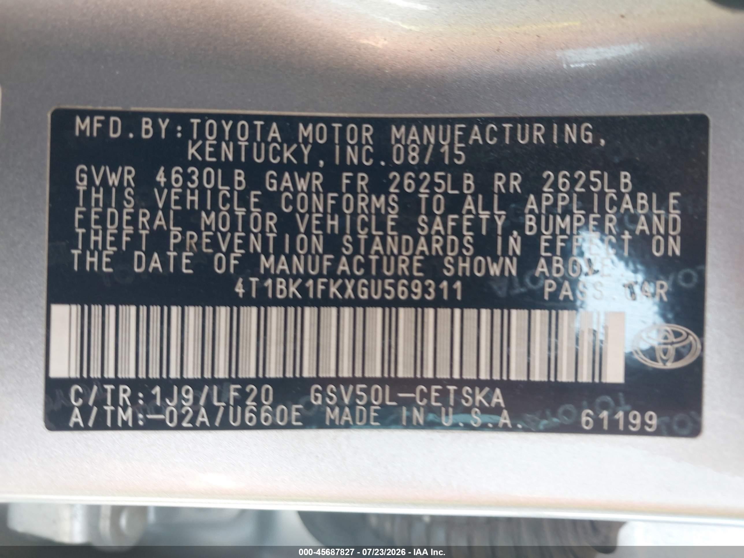 2016 Toyota Camry Xse V6 Silver vin: 4T1BK1FKXGU569311