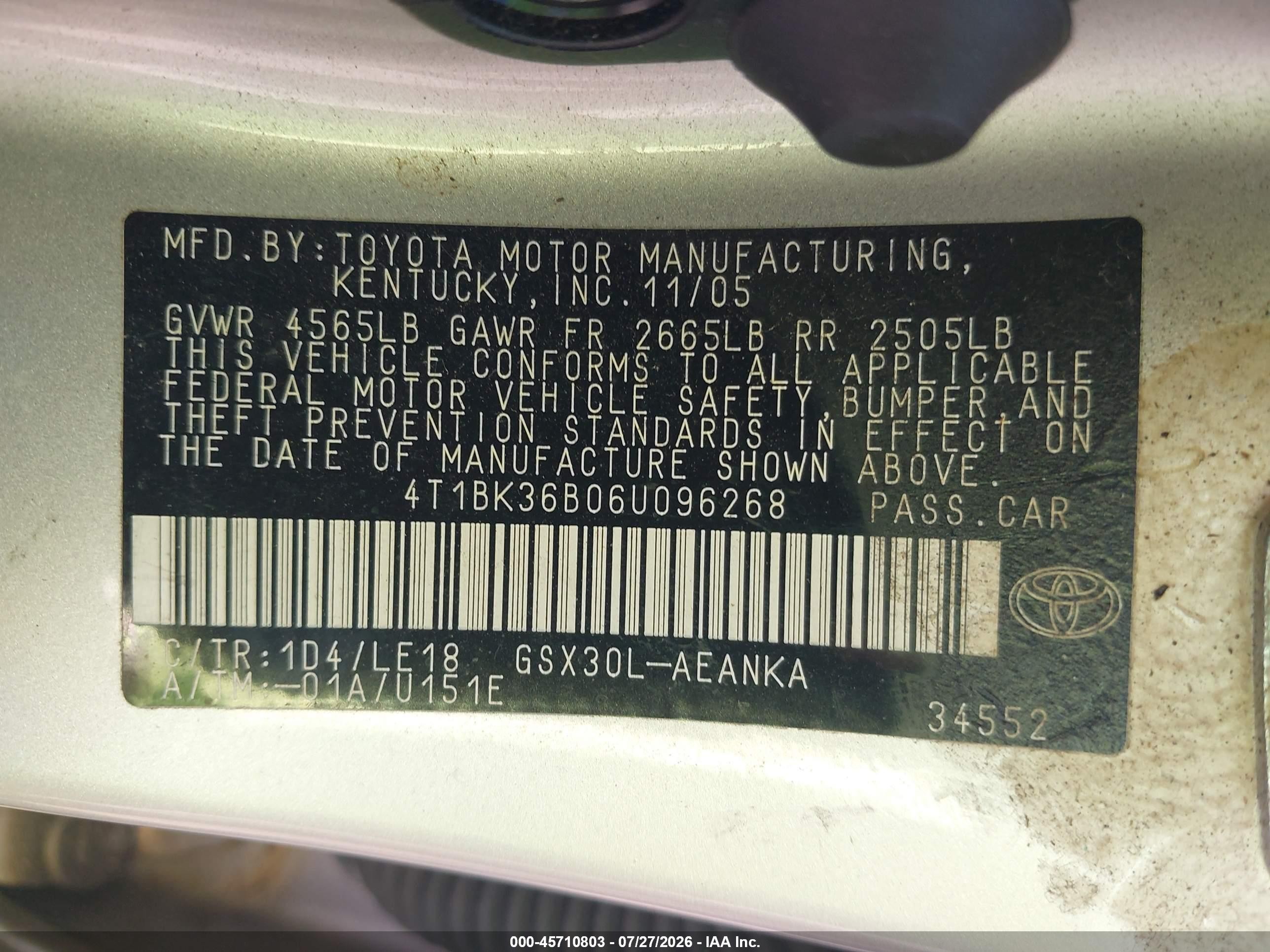 2006 Toyota Avalon Xl Silver vin: 4T1BK36B06U096268