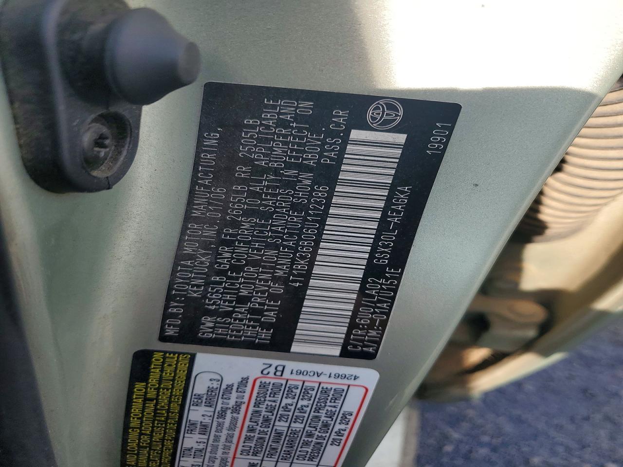 2006 Toyota Avalon Xls Зеленый vin: 4T1BK36B06U112386