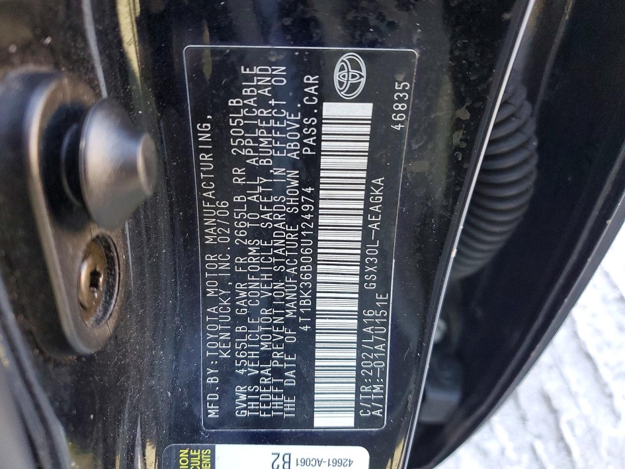 2006 Toyota Avalon Xl Black vin: 4T1BK36B06U124974