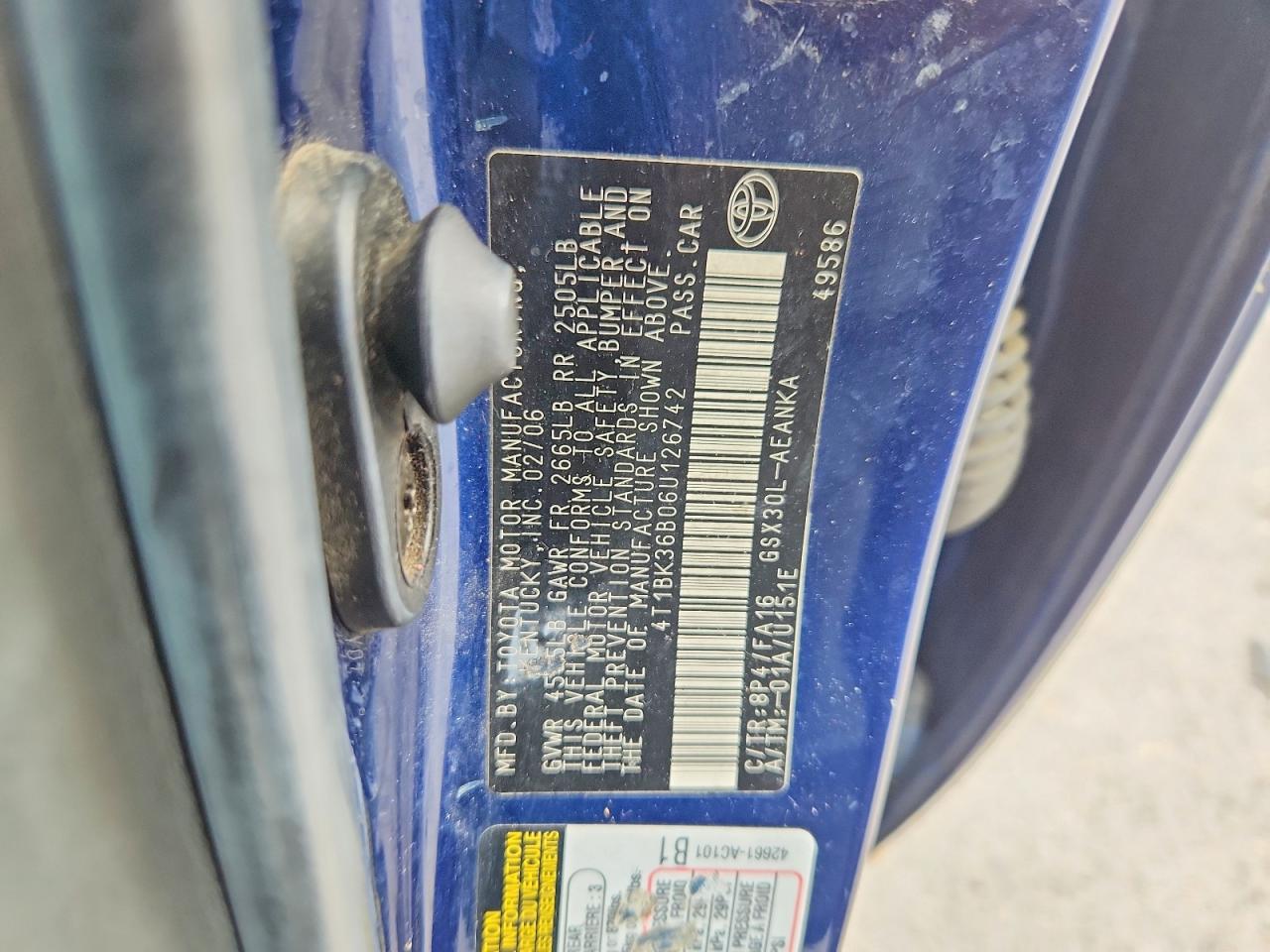 2006 Toyota Avalon Xl Blue vin: 4T1BK36B06U126742