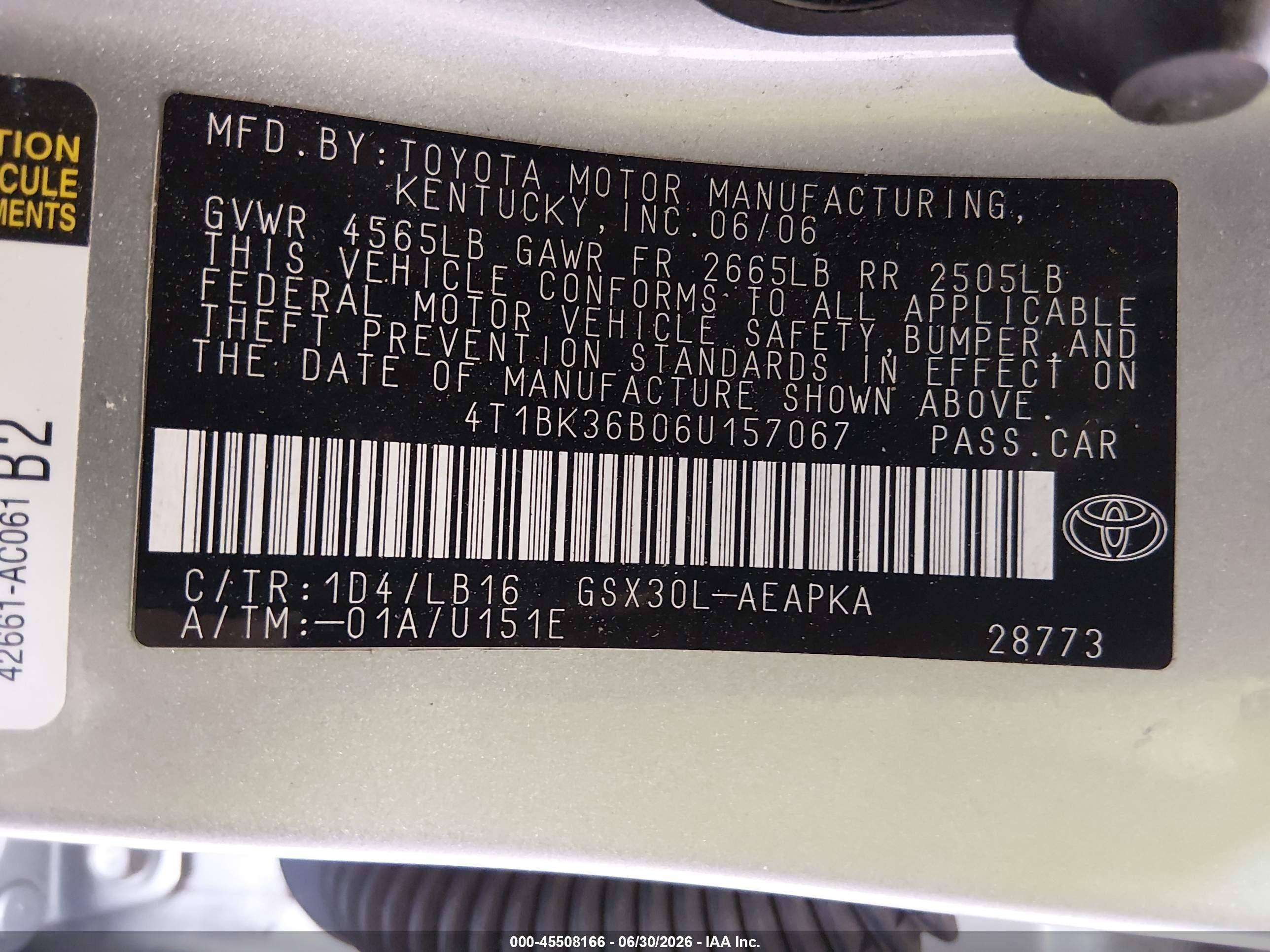 2006 Toyota Avalon Limited Серебряный vin: 4T1BK36B06U157067