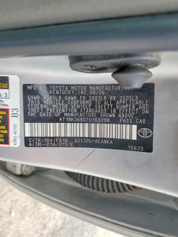2007 Toyota Avalon Xl Silver vin: 4T1BK36B07U169298