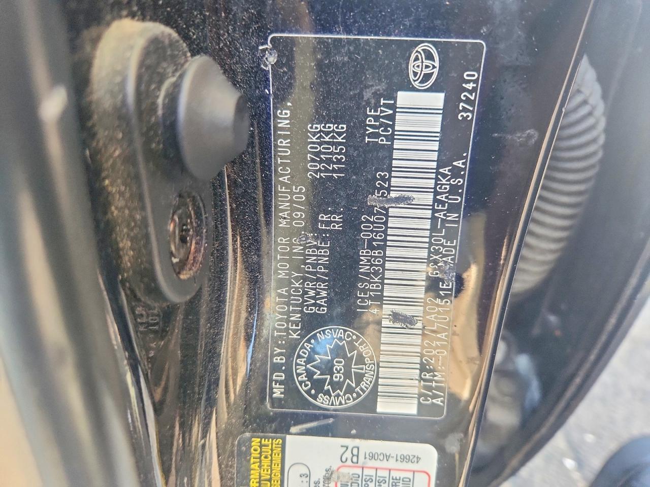 2006 Toyota Avalon Xl Black vin: 4T1BK36B16U074523