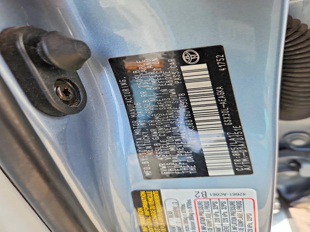2006 Toyota Avalon Xls Gray vin: 4T1BK36B16U145378