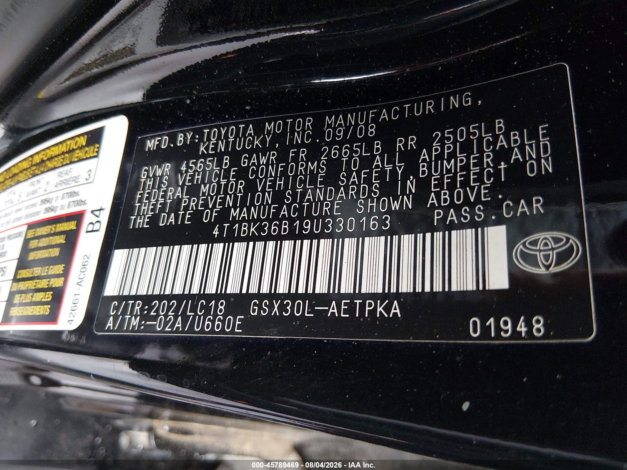 2009 Toyota Avalon Limited Черный vin: 4T1BK36B19U330163