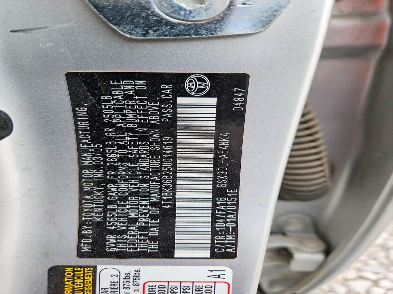 2005 Toyota Avalon Xl Silver vin: 4T1BK36B25U014619