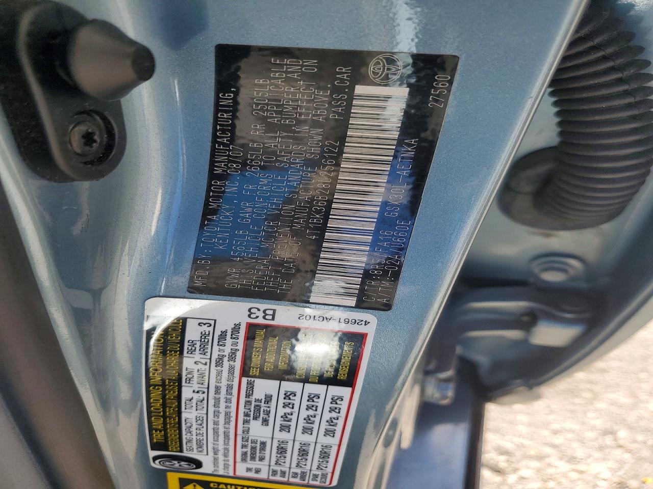 2008 Toyota Avalon Xl Blue vin: 4T1BK36B28U256122