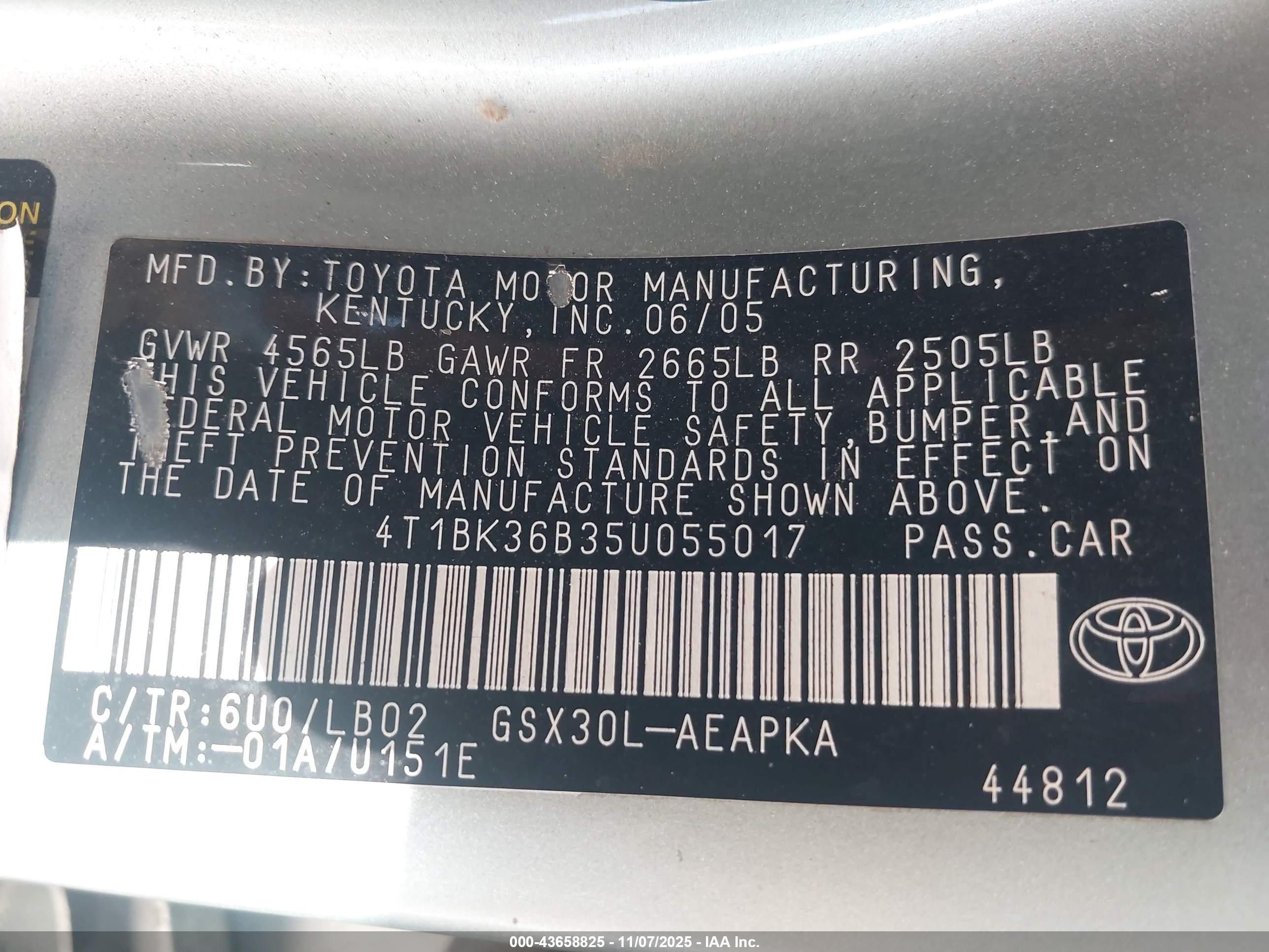 2005 Toyota Avalon Limited Зеленый vin: 4T1BK36B35U055017