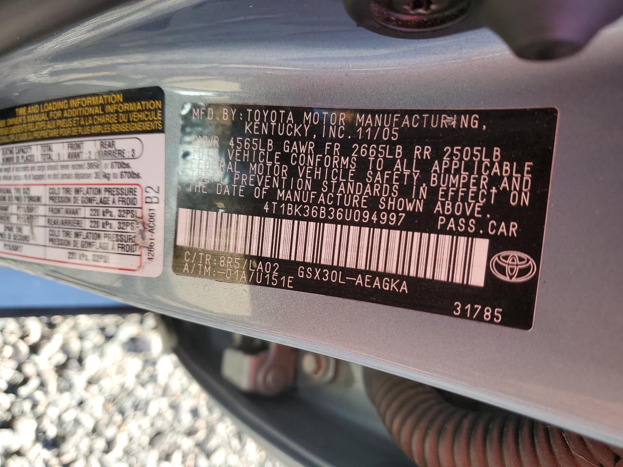 2006 Toyota Avalon Xls Blue vin: 4T1BK36B36U094997