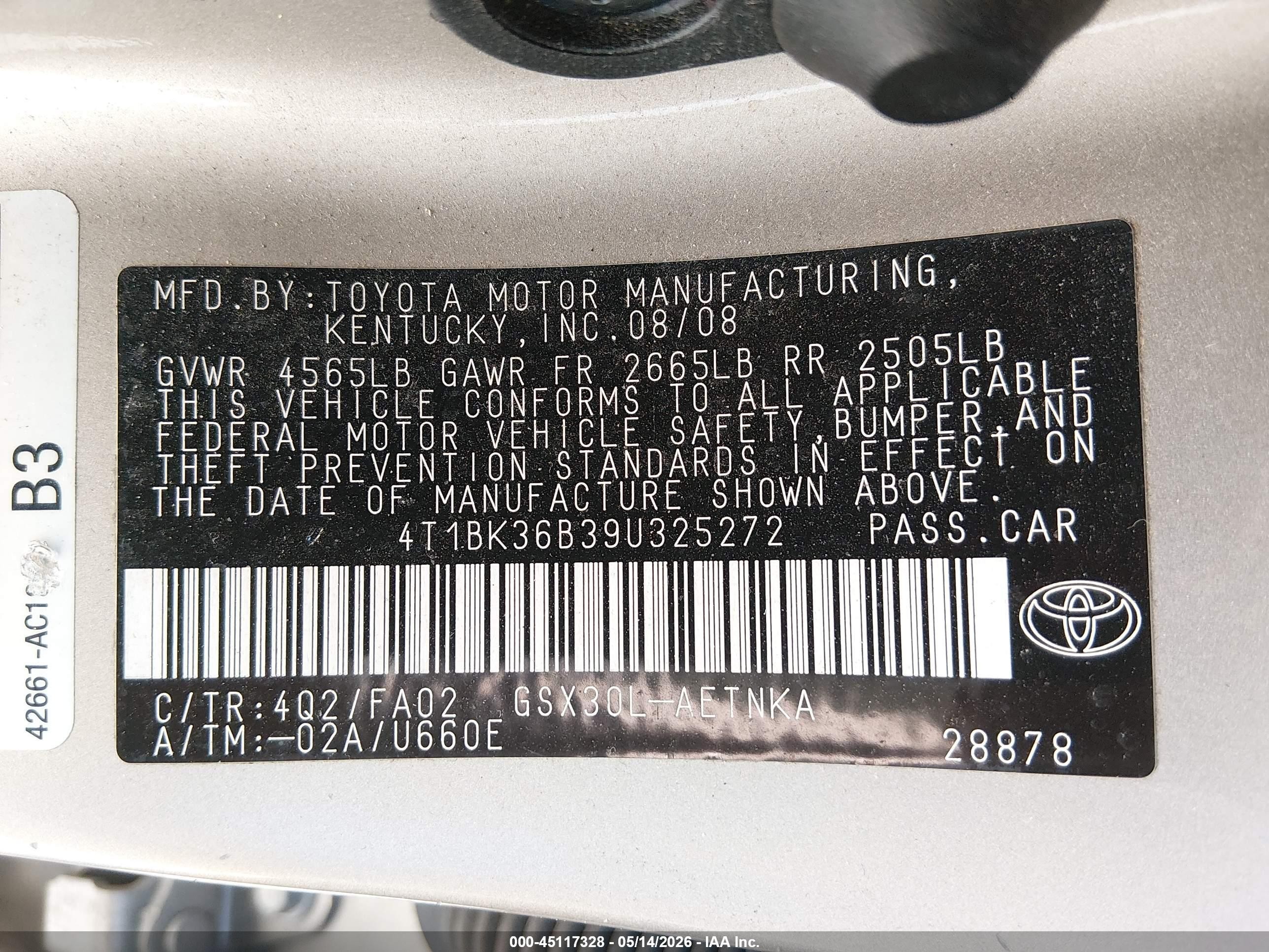 2009 Toyota Avalon Xl Желто-коричневый vin: 4T1BK36B39U325272