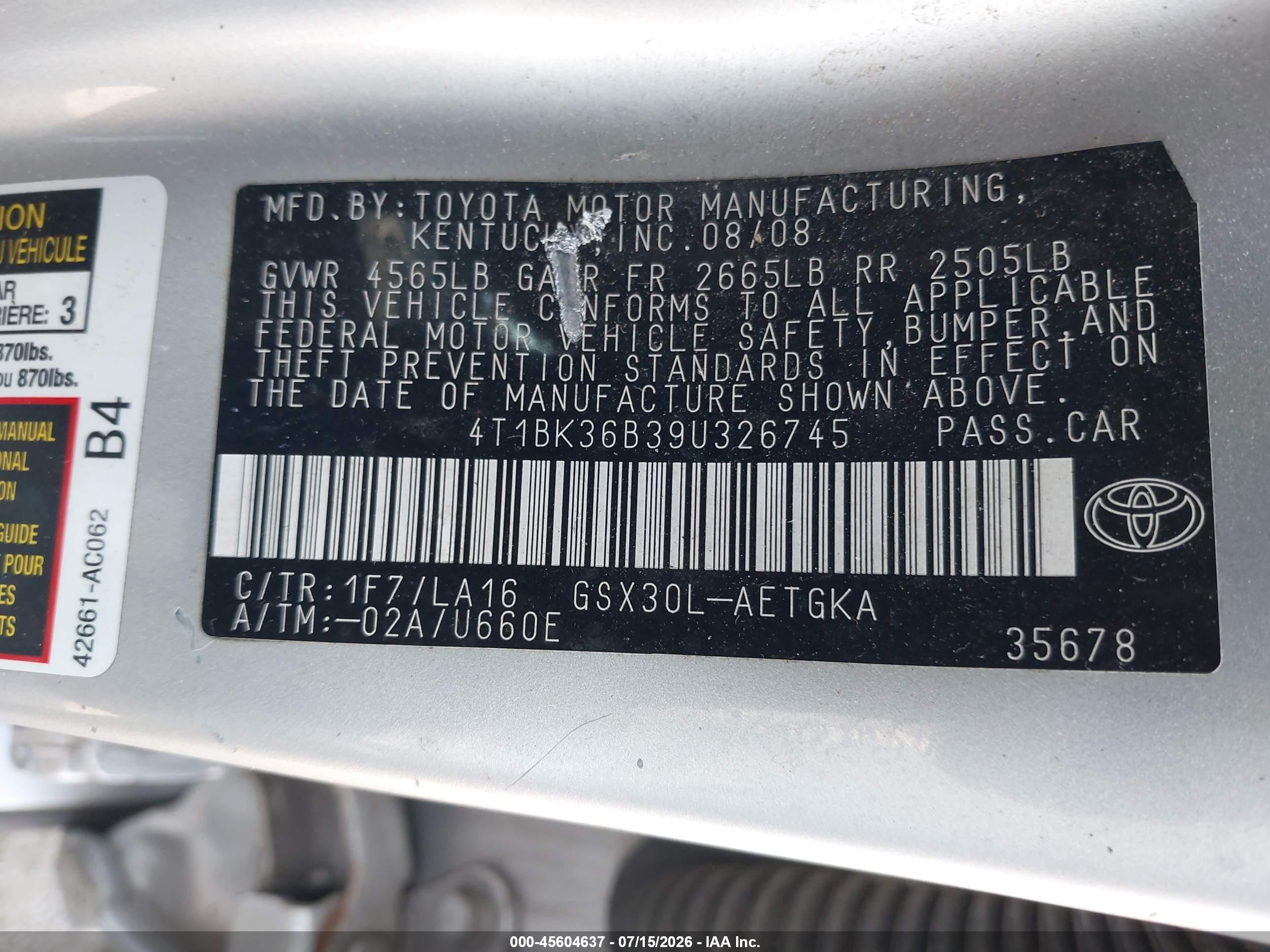 2009 Toyota Avalon Xls Gray vin: 4T1BK36B39U326745
