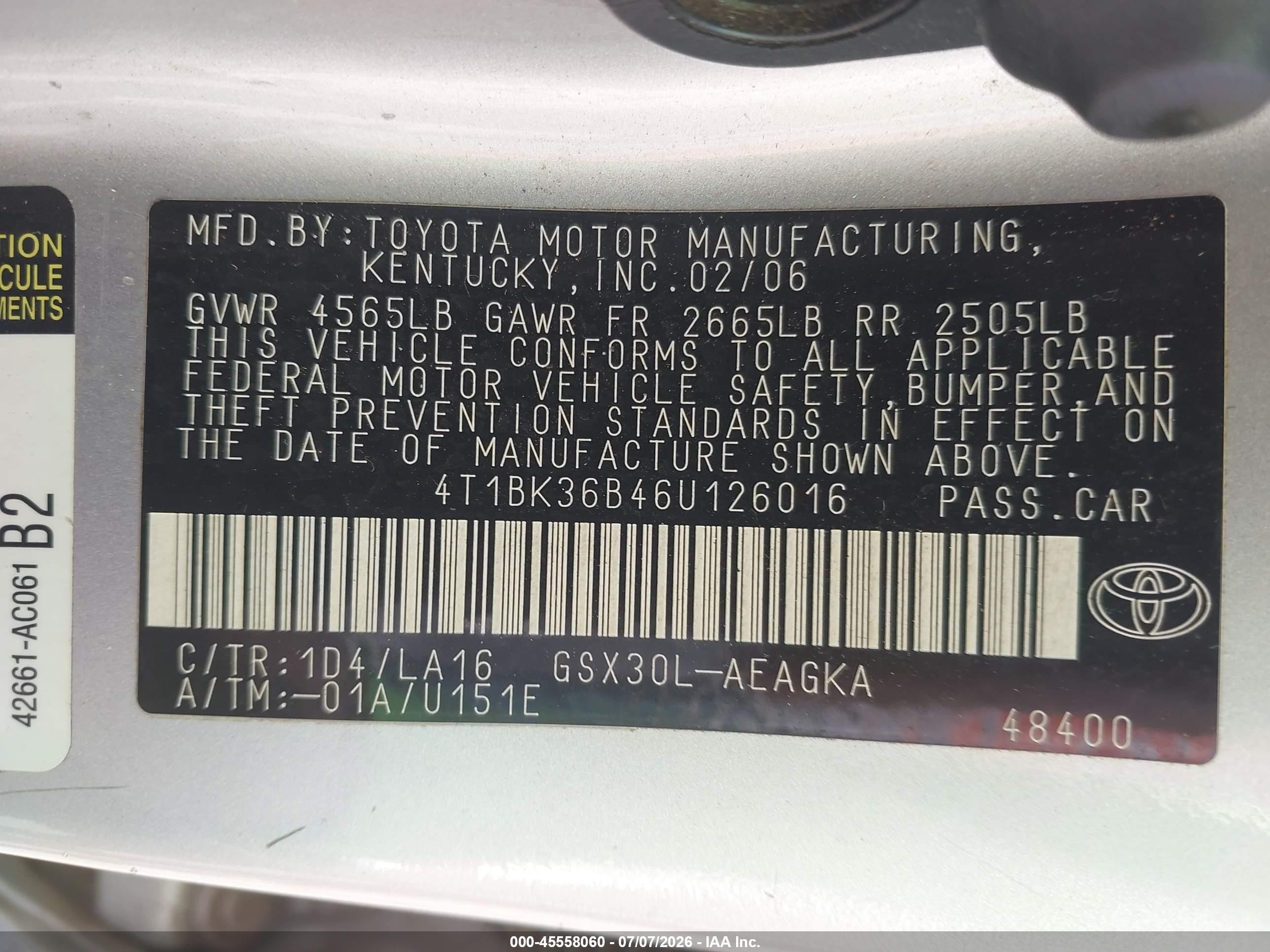2006 Toyota Avalon Xls Gray vin: 4T1BK36B46U126016