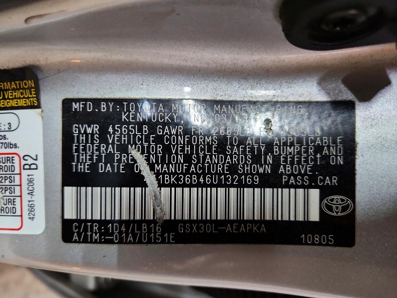 2006 Toyota Avalon Limited Silver vin: 4T1BK36B46U132169
