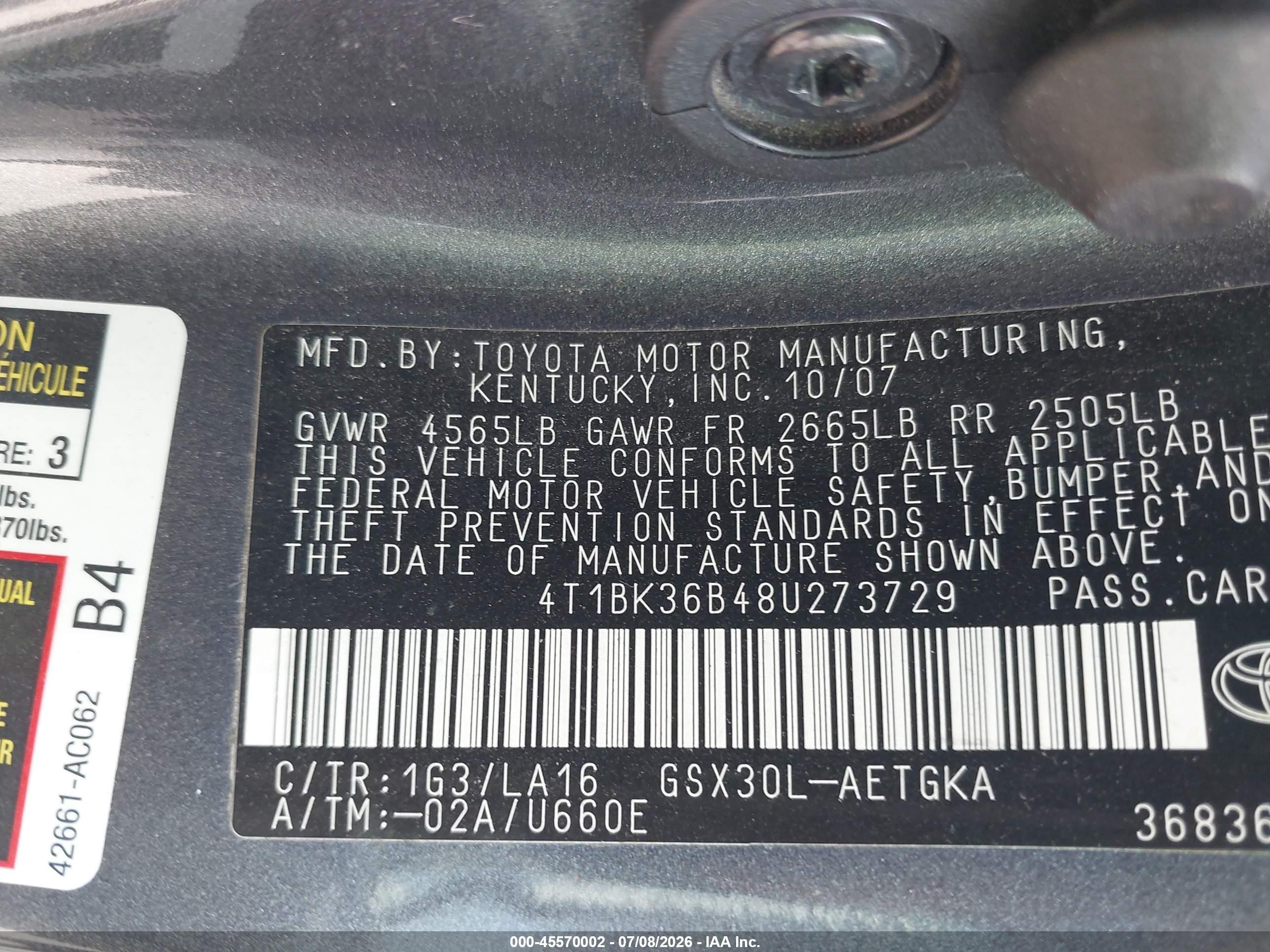 2008 Toyota Avalon Xls Gray vin: 4T1BK36B48U273729