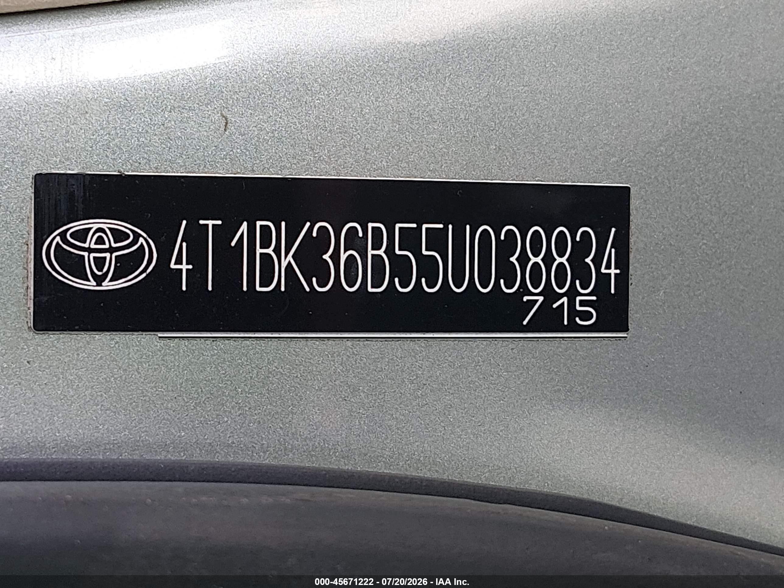 2005 Toyota Avalon Limited Champagne vin: 4T1BK36B55U038834