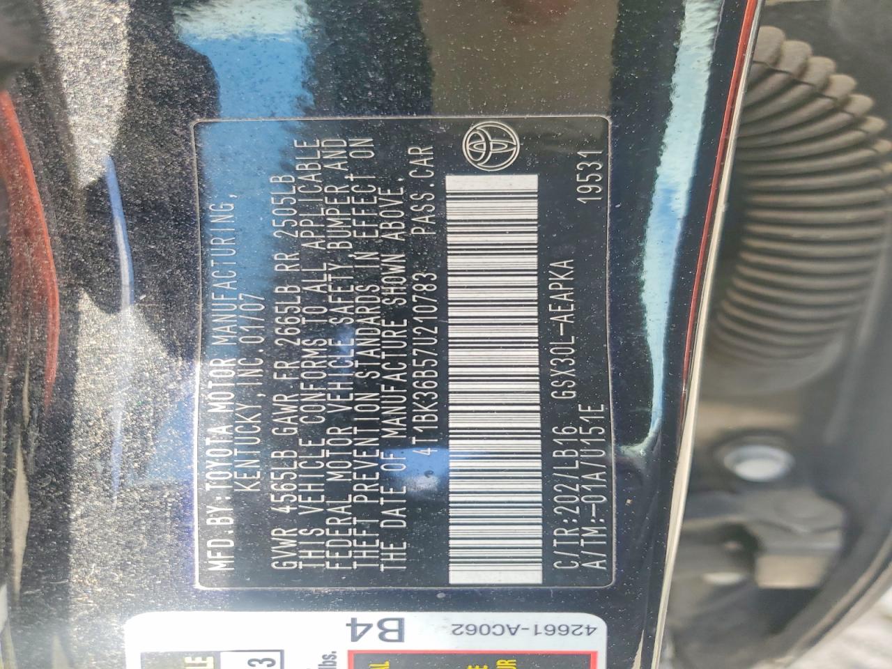 2007 Toyota Avalon Limited Черный vin: 4T1BK36B57U210783