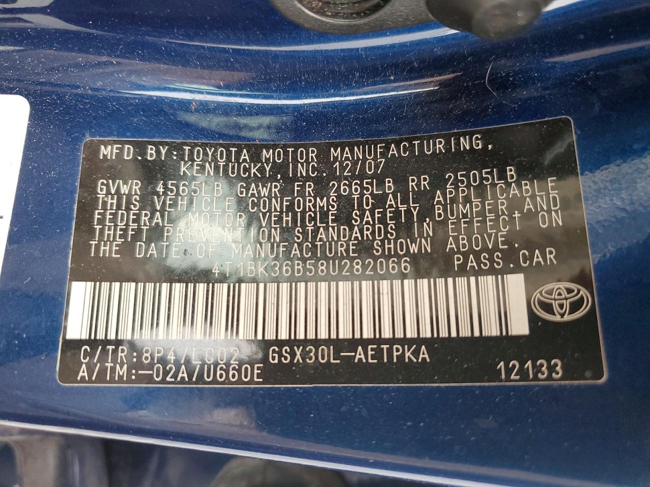 2008 Toyota Avalon Limited Синий vin: 4T1BK36B58U282066