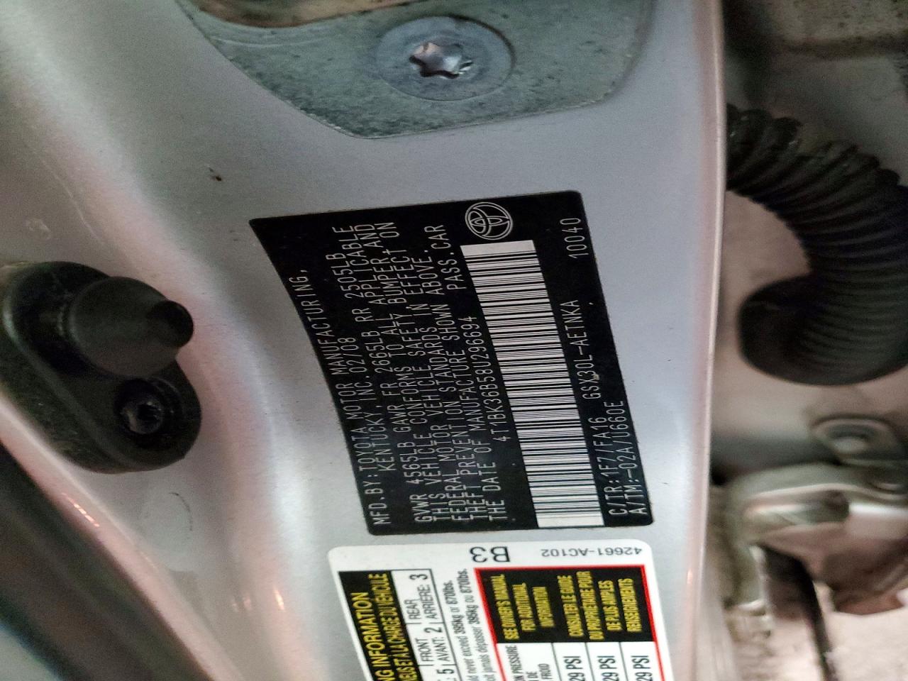 2008 Toyota Avalon Xl Silver vin: 4T1BK36B58U296694