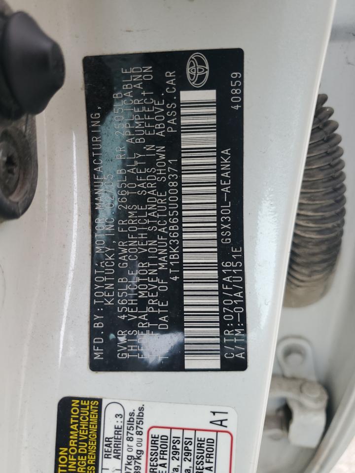 2005 Toyota Avalon Xl White vin: 4T1BK36B65U008371