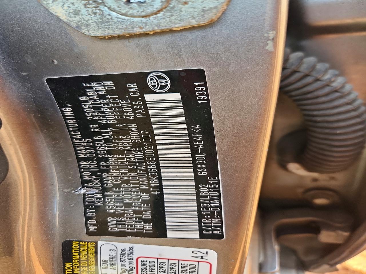 2005 Toyota Avalon Limited Серый vin: 4T1BK36B65U021007