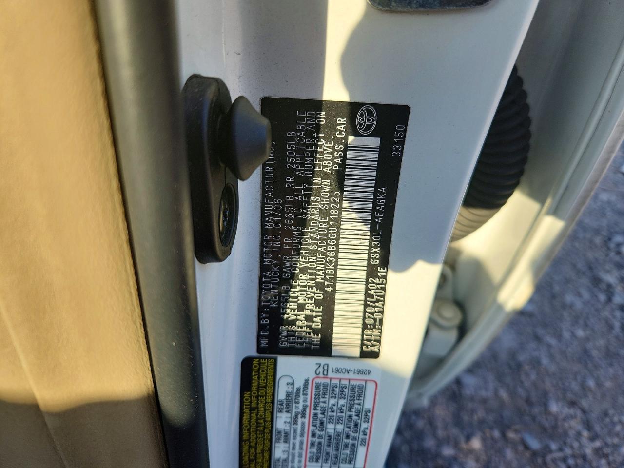 2006 Toyota Avalon Xls Белый vin: 4T1BK36B66U118225