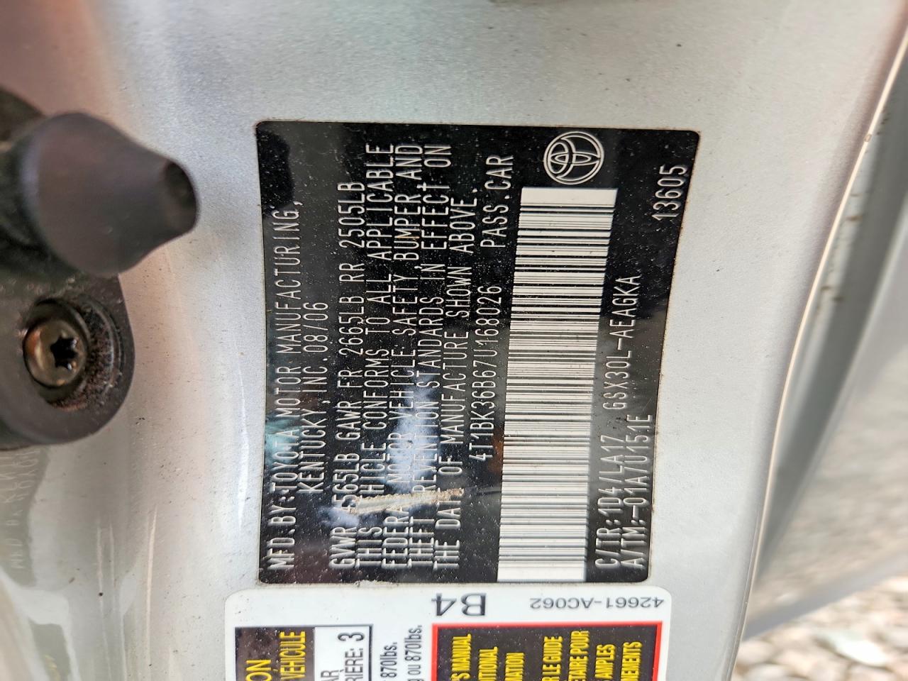 2007 Toyota Avalon Xls Silver vin: 4T1BK36B67U168026