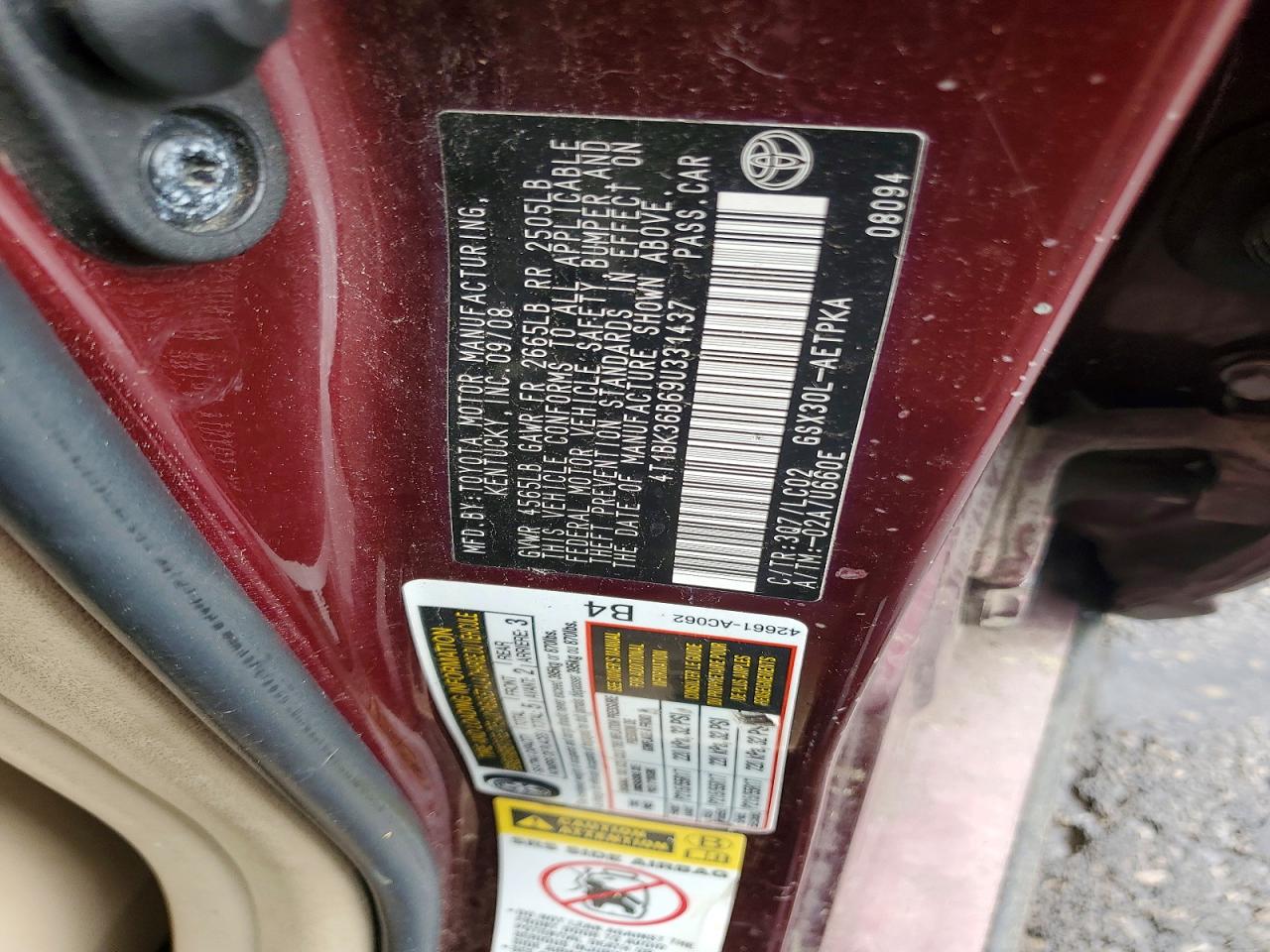 2009 Toyota Avalon Limited Maroon vin: 4T1BK36B69U331437