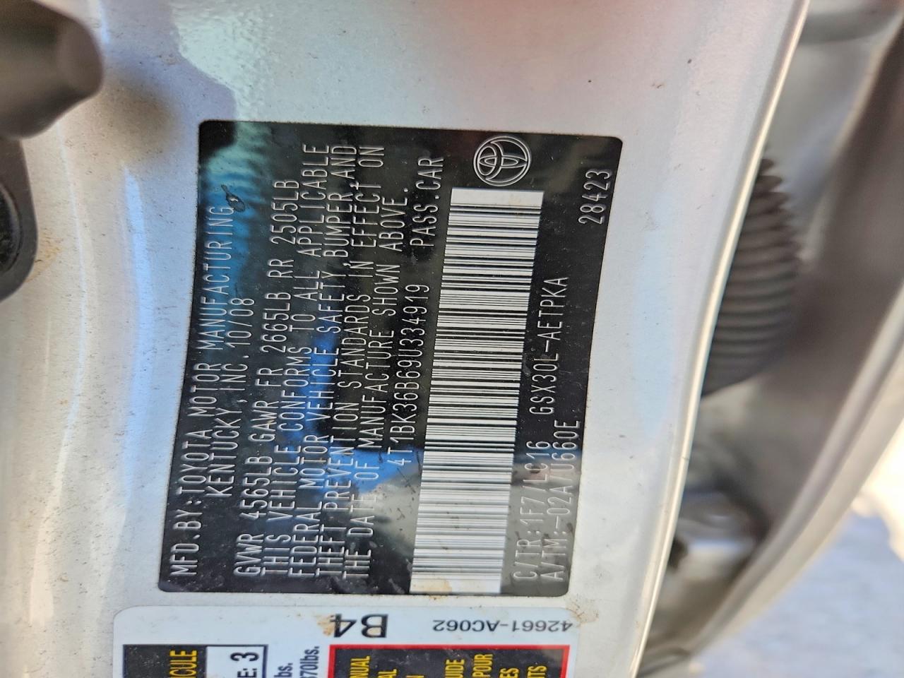 2009 Toyota Avalon Limited Silver vin: 4T1BK36B69U334919
