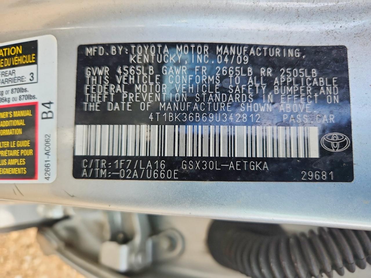 2009 Toyota Avalon Xls Серебряный vin: 4T1BK36B69U342812