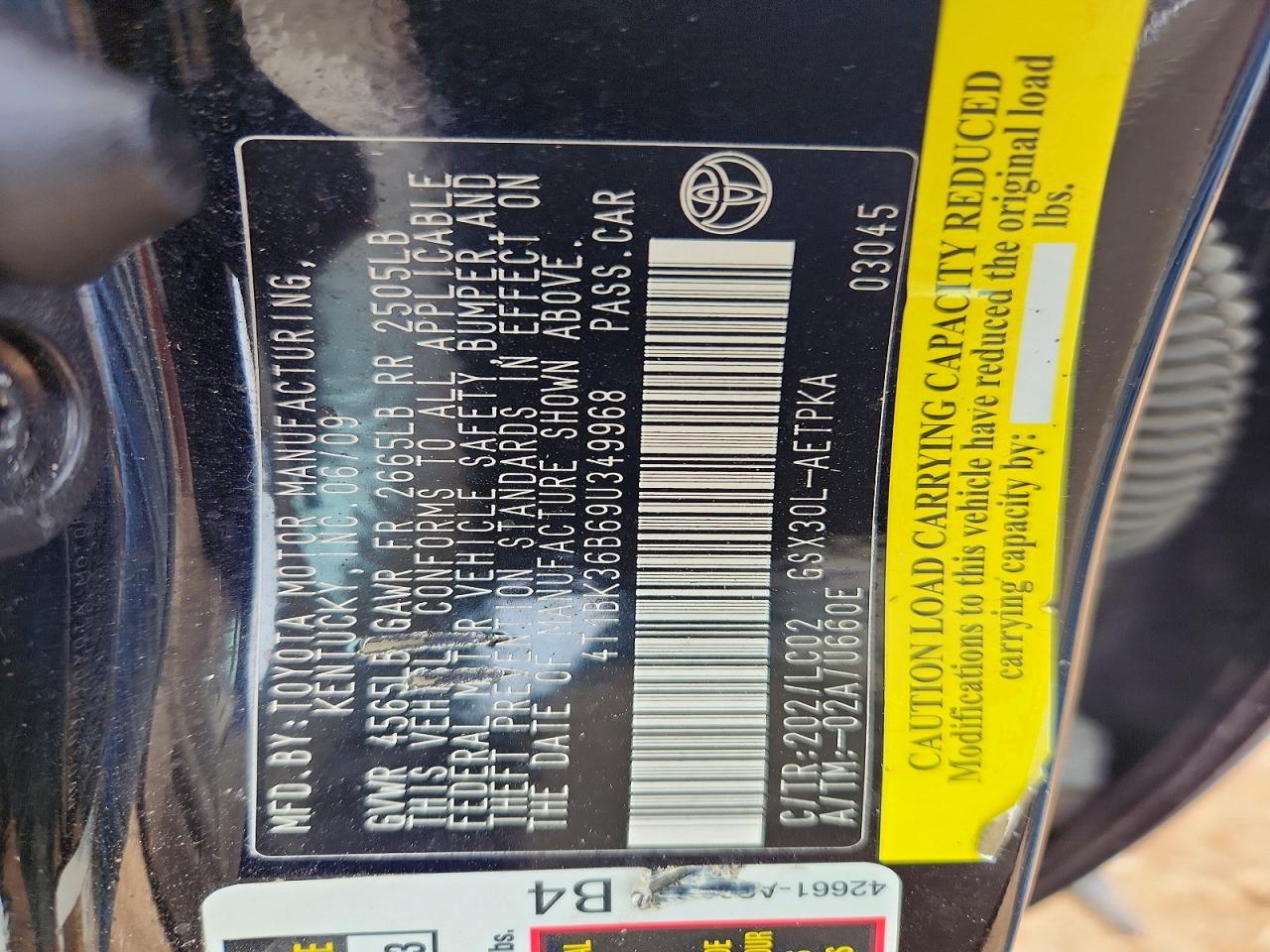 2009 Toyota Avalon Black vin: 4T1BK36B69U349968