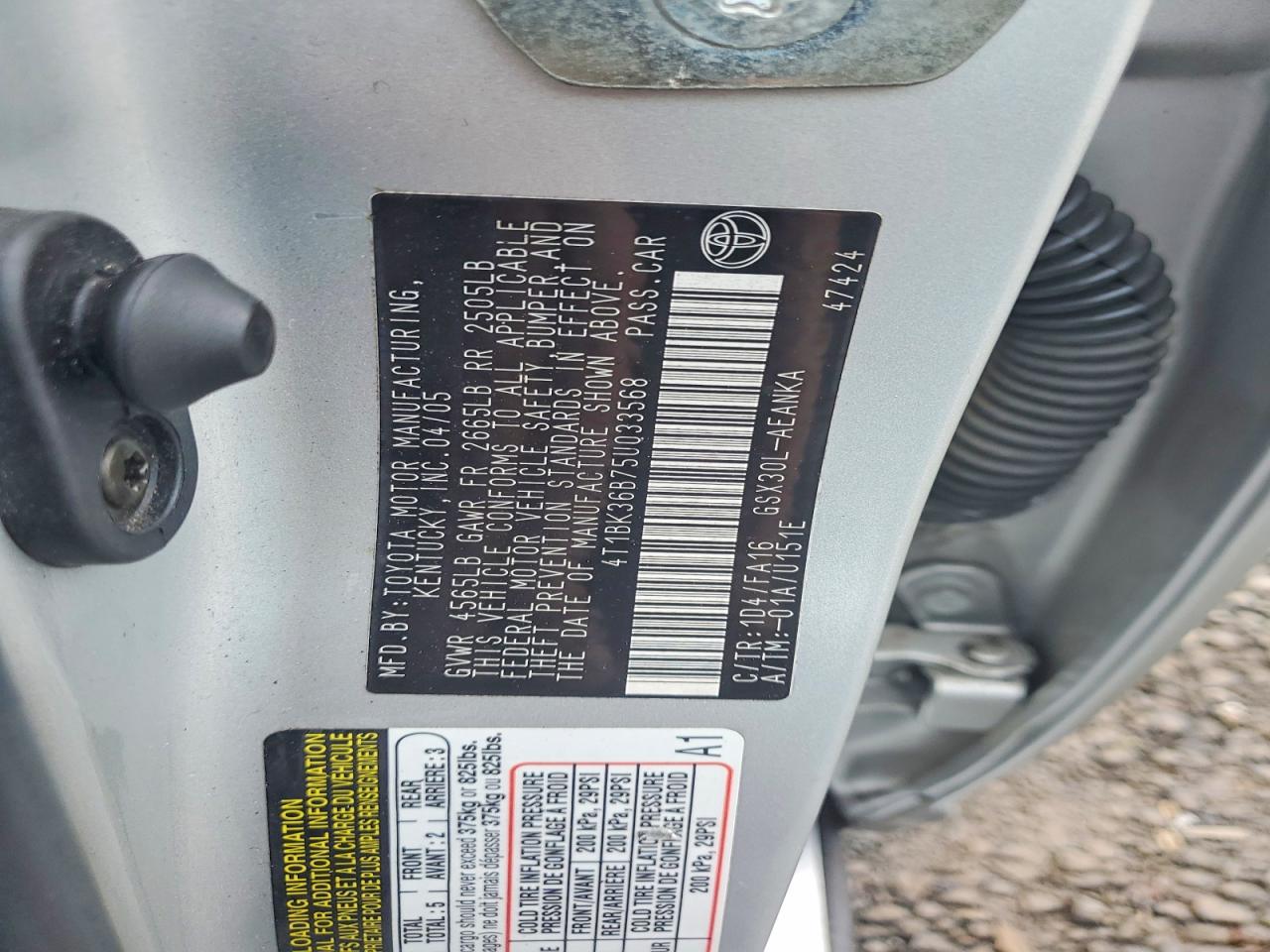 2005 Toyota Avalon Xl Silver vin: 4T1BK36B75U033568