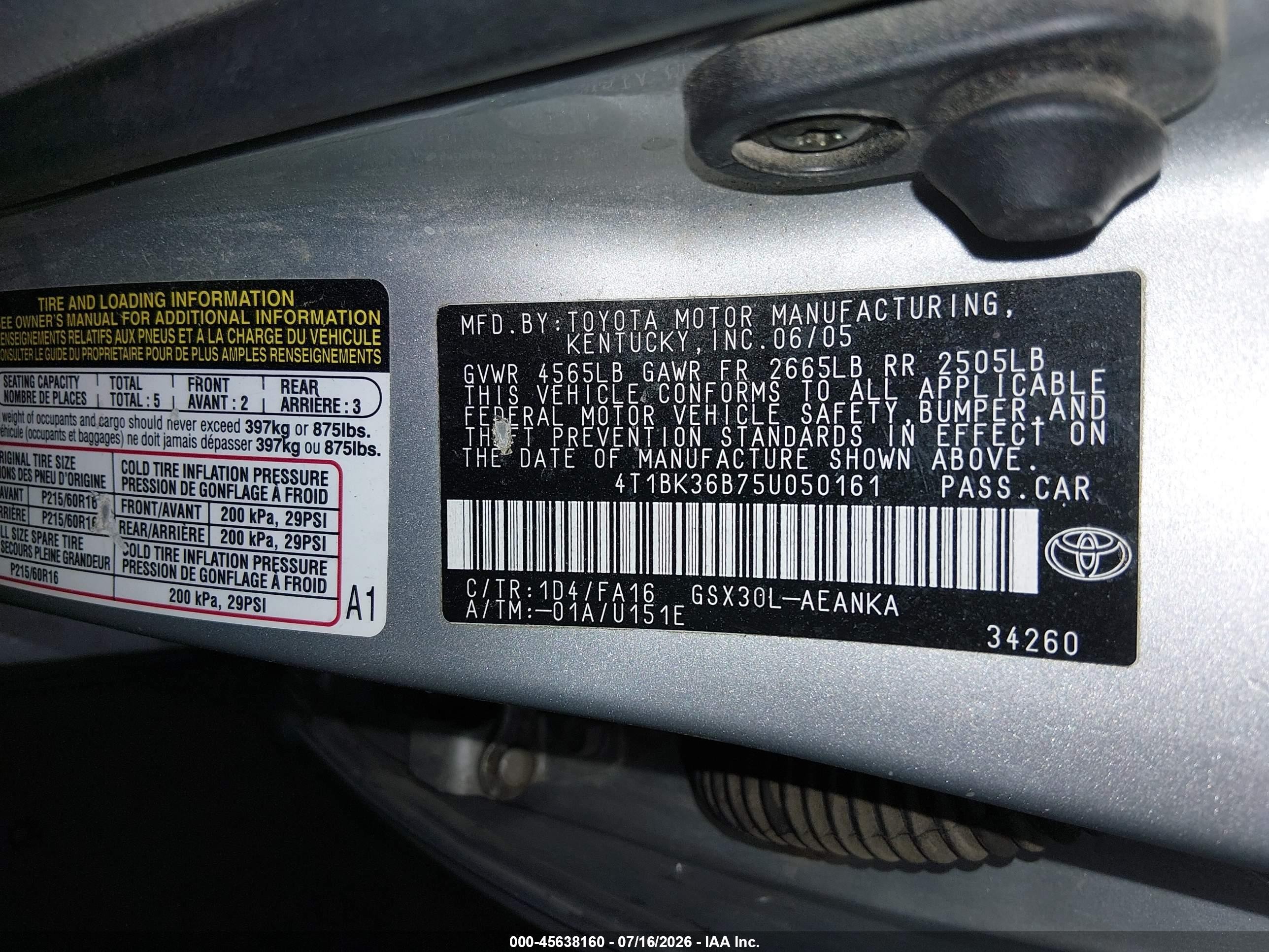2005 Toyota Avalon Xl Gray vin: 4T1BK36B75U050161
