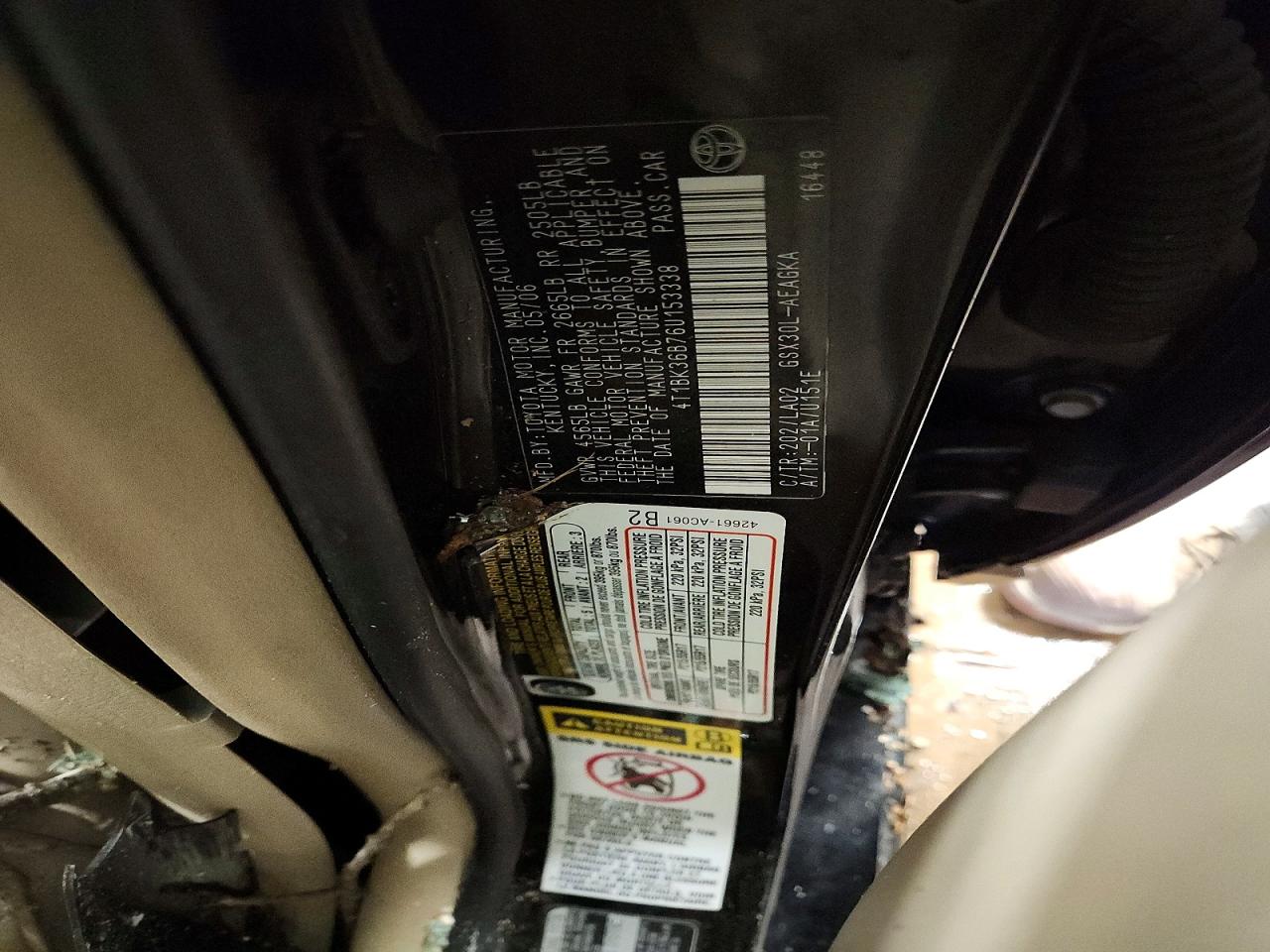 2006 Toyota Avalon Xls Black vin: 4T1BK36B76U153338