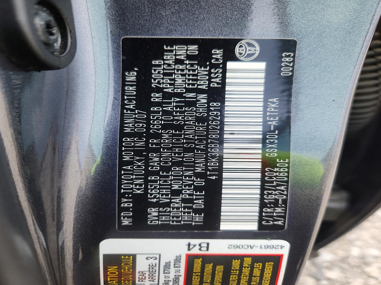 2008 Toyota Avalon Limited Gray vin: 4T1BK36B78U262918