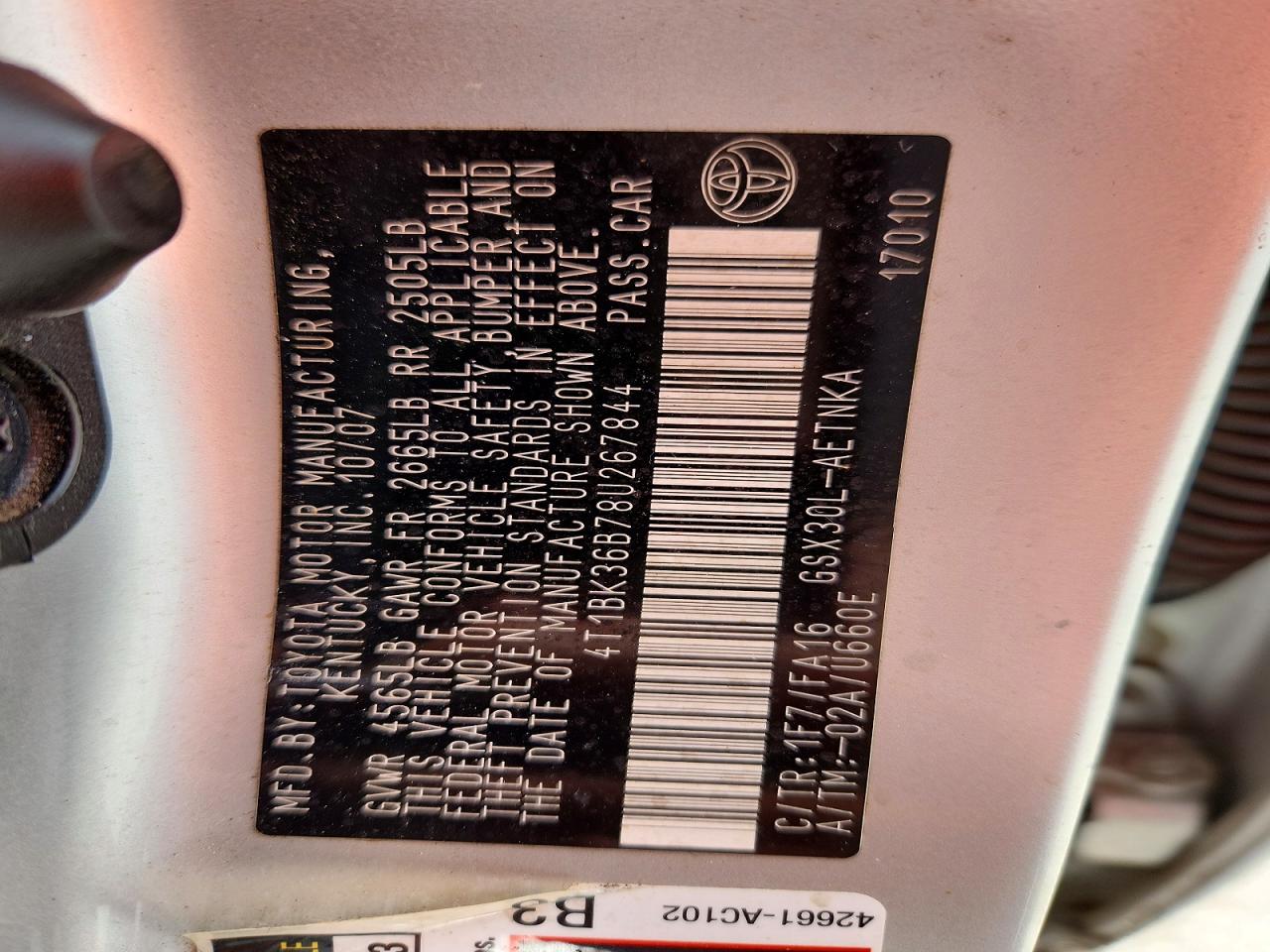 2008 Toyota Avalon Xl Серебряный vin: 4T1BK36B78U267844