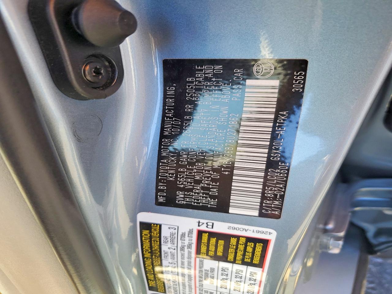 2008 Toyota Avalon Limited Blue vin: 4T1BK36B78U271862