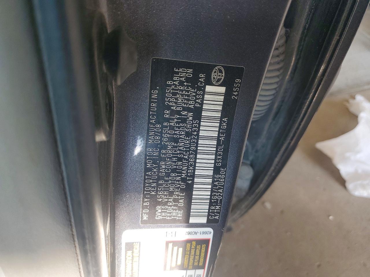 2009 Toyota Avalon Xls Gray vin: 4T1BK36B79U324335